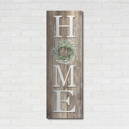 Luxe Metal Art 'Lavender Wreath Home' by Lori Deiter, Metal Wall Art,16x48