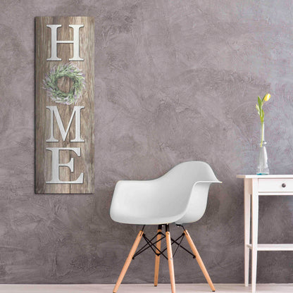 Luxe Metal Art 'Lavender Wreath Home' by Lori Deiter, Metal Wall Art,16x48