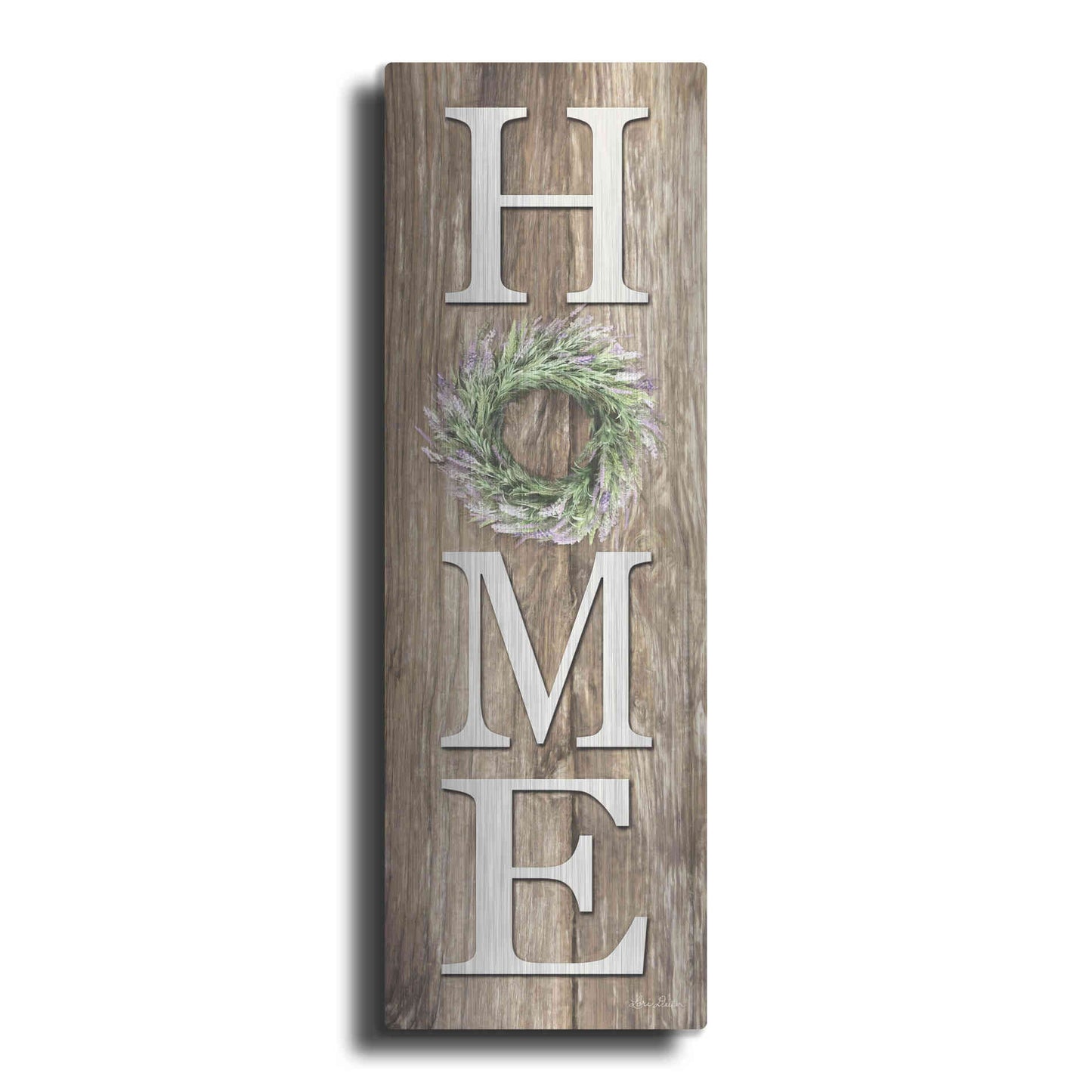 Luxe Metal Art 'Lavender Wreath Home' by Lori Deiter, Metal Wall Art