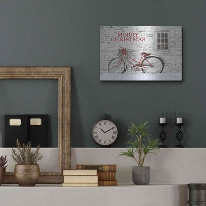 Luxe Metal Art 'Merry Christmas Bicycle' by Lori Deiter, Metal Wall Art,16x12