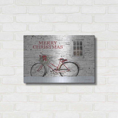 Luxe Metal Art 'Merry Christmas Bicycle' by Lori Deiter, Metal Wall Art,24x16
