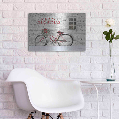 Luxe Metal Art 'Merry Christmas Bicycle' by Lori Deiter, Metal Wall Art,24x16
