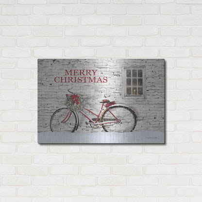 Luxe Metal Art 'Merry Christmas Bicycle' by Lori Deiter, Metal Wall Art,36x24