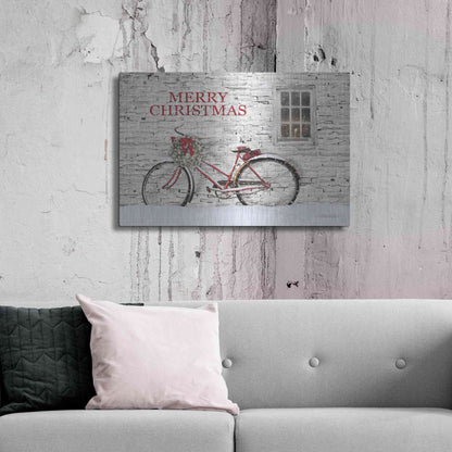 Luxe Metal Art 'Merry Christmas Bicycle' by Lori Deiter, Metal Wall Art,36x24