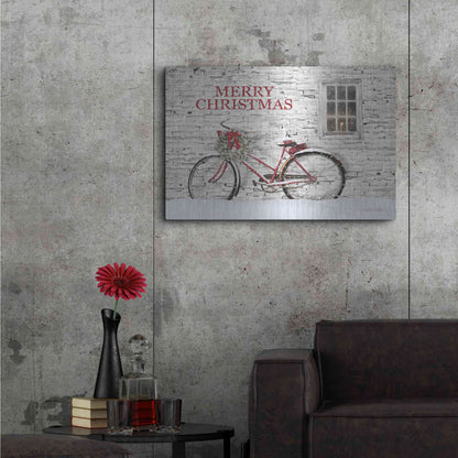Luxe Metal Art 'Merry Christmas Bicycle' by Lori Deiter, Metal Wall Art,36x24