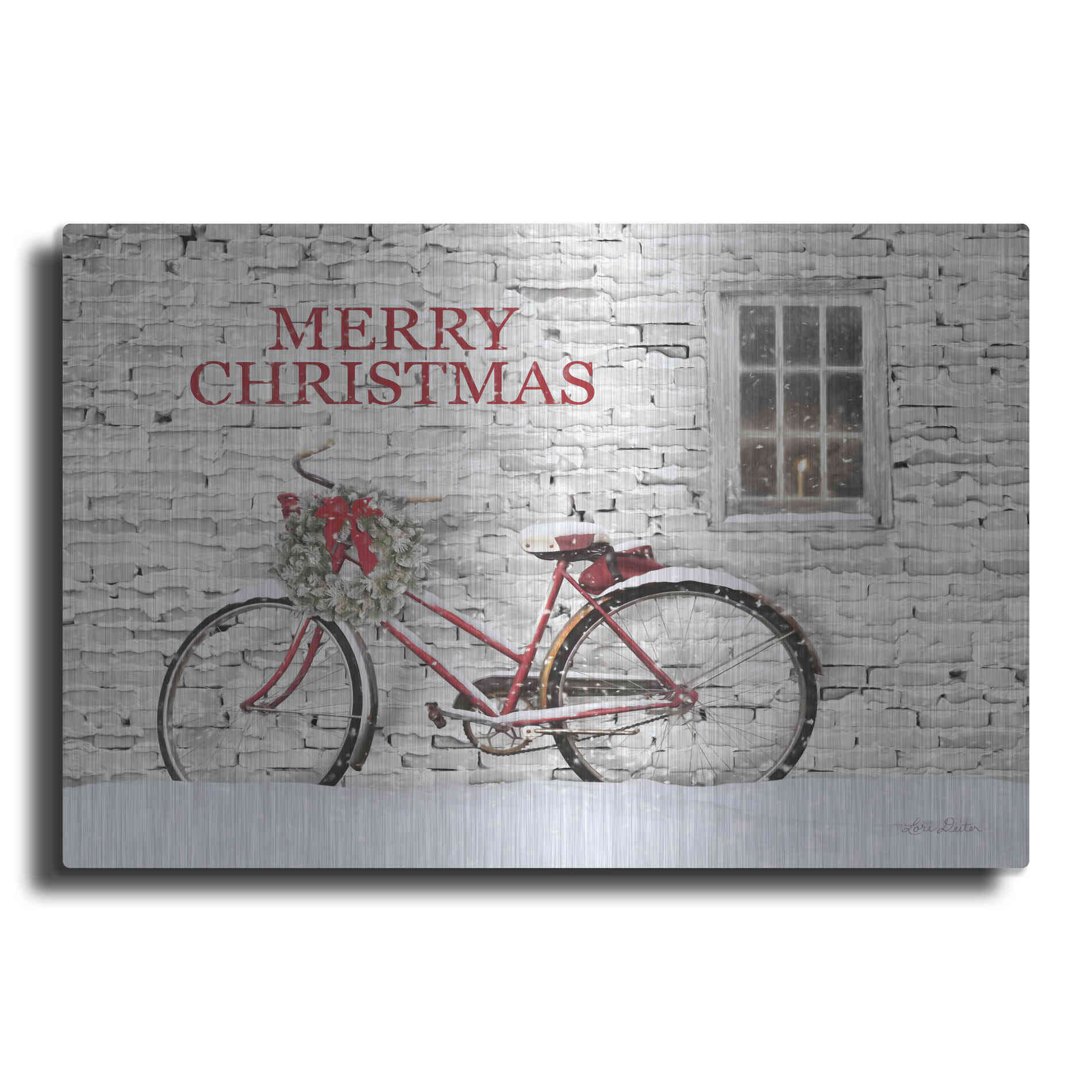 Luxe Metal Art 'Merry Christmas Bicycle' by Lori Deiter, Metal Wall Art