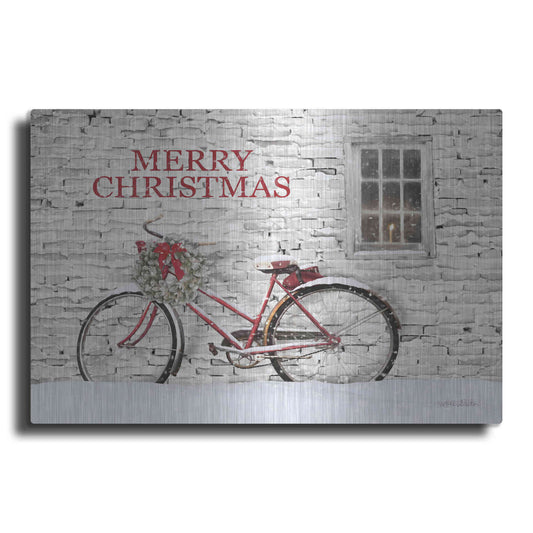 Luxe Metal Art 'Merry Christmas Bicycle' by Lori Deiter, Metal Wall Art