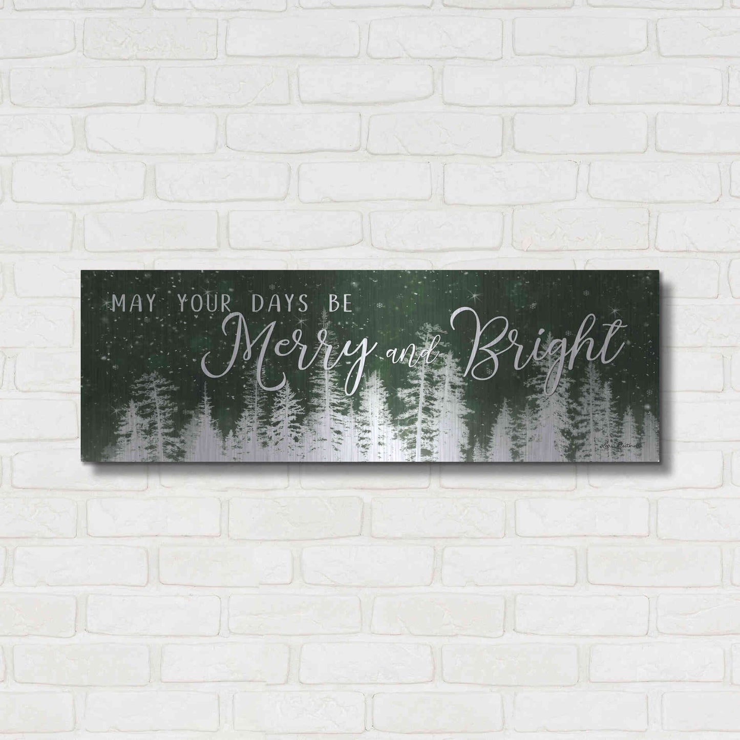 Luxe Metal Art 'Merry and Bright' by Lori Deiter, Metal Wall Art,36x12