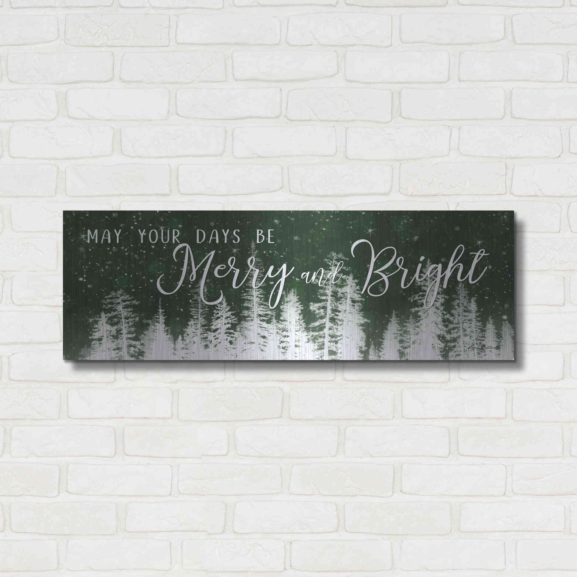 Luxe Metal Art 'Merry and Bright' by Lori Deiter, Metal Wall Art,36x12