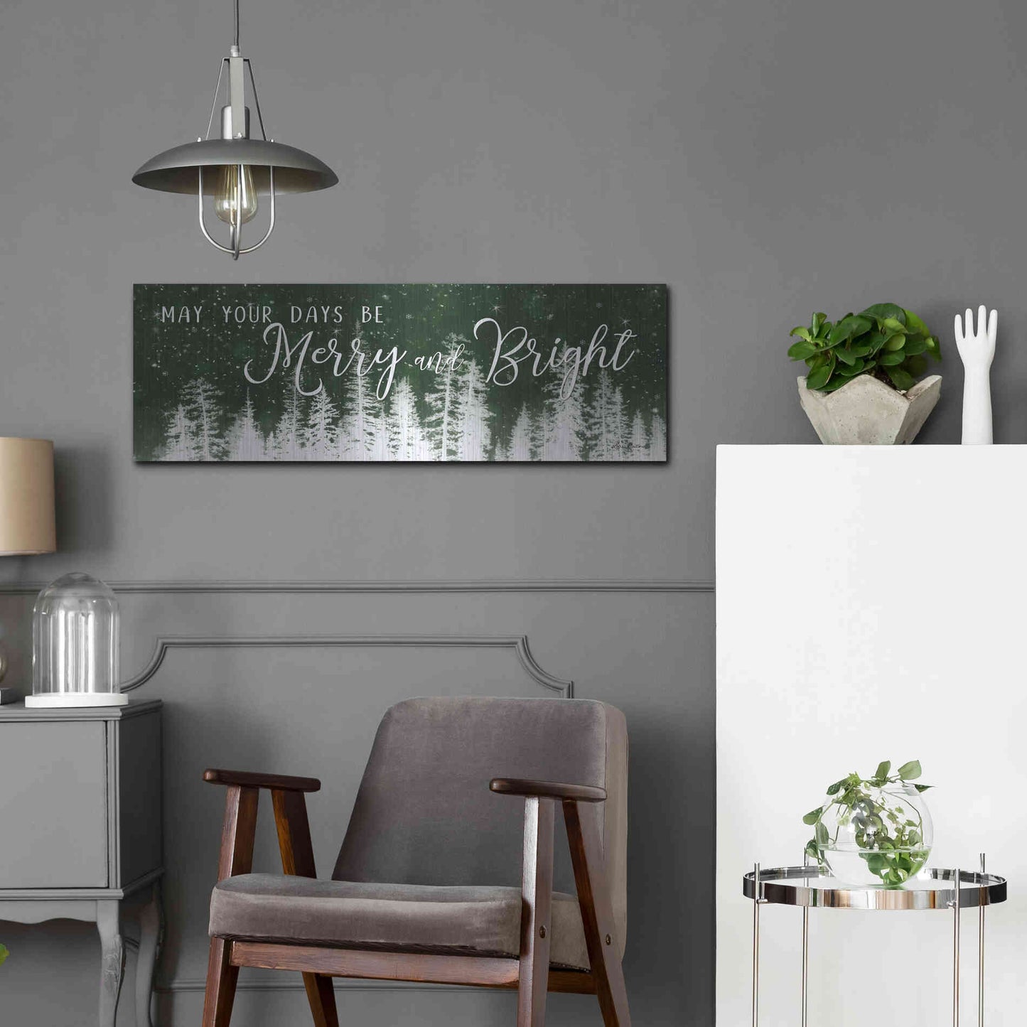 Luxe Metal Art 'Merry and Bright' by Lori Deiter, Metal Wall Art,36x12