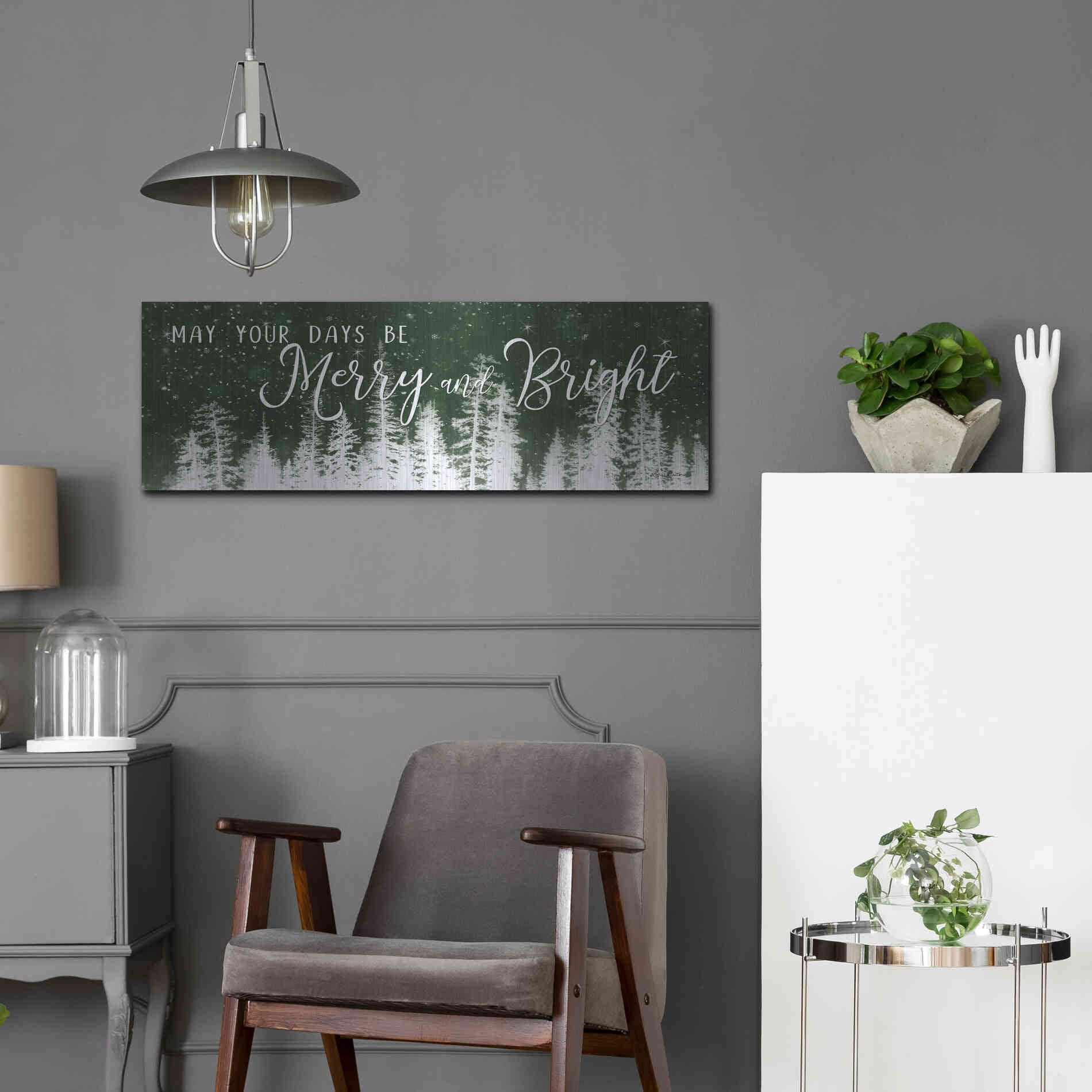 Luxe Metal Art 'Merry and Bright' by Lori Deiter, Metal Wall Art,36x12