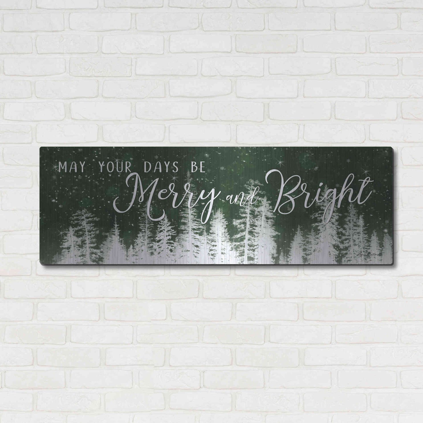 Luxe Metal Art 'Merry and Bright' by Lori Deiter, Metal Wall Art,48x16