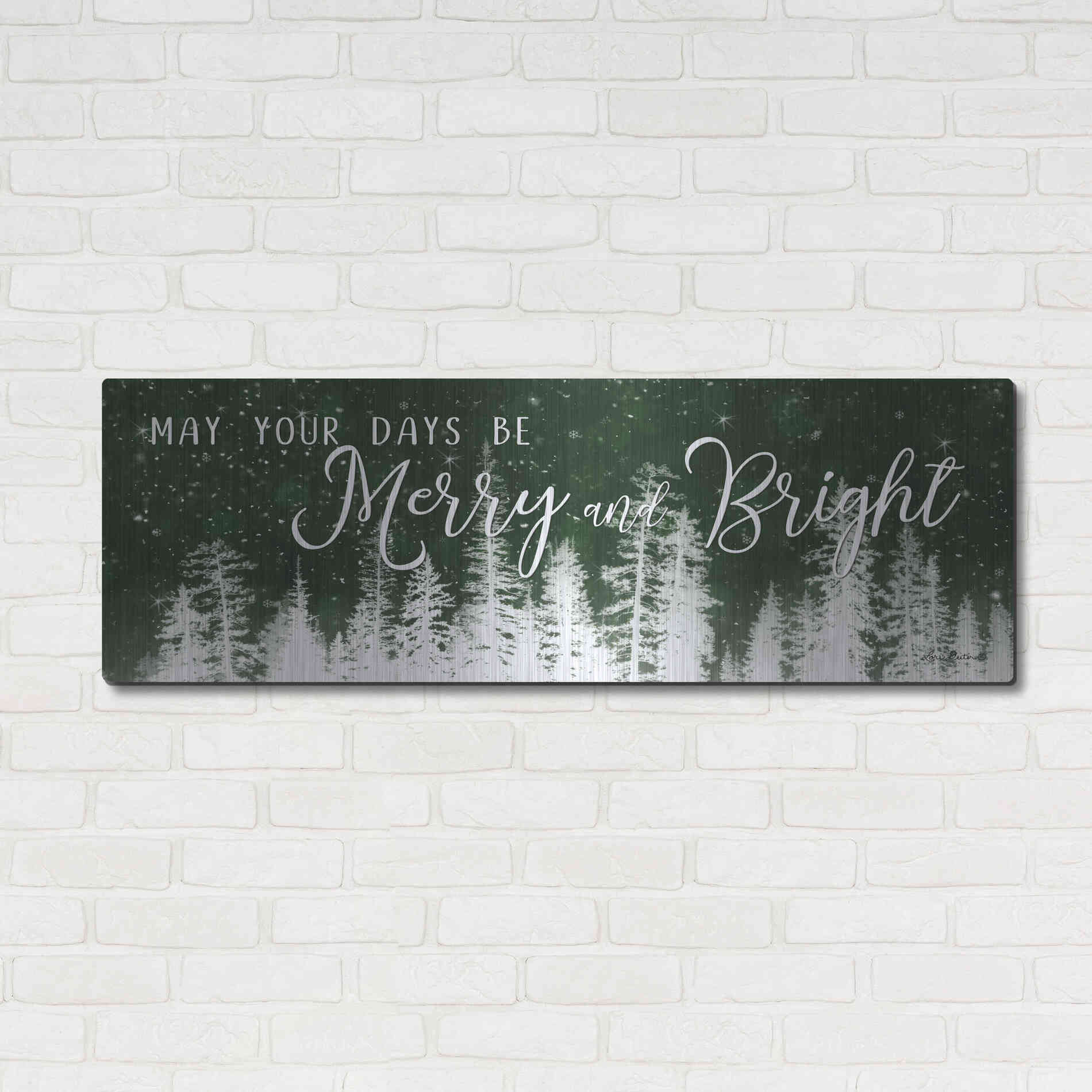 Luxe Metal Art 'Merry and Bright' by Lori Deiter, Metal Wall Art,48x16