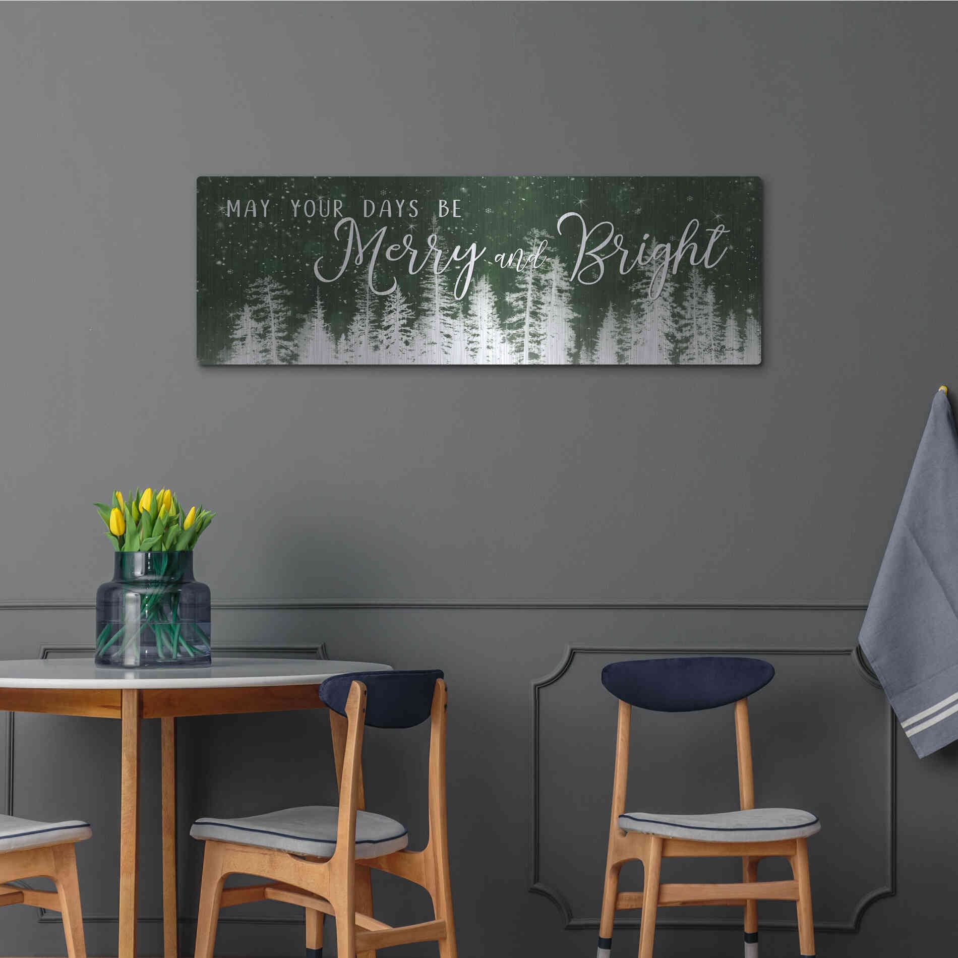 Luxe Metal Art 'Merry and Bright' by Lori Deiter, Metal Wall Art,48x16