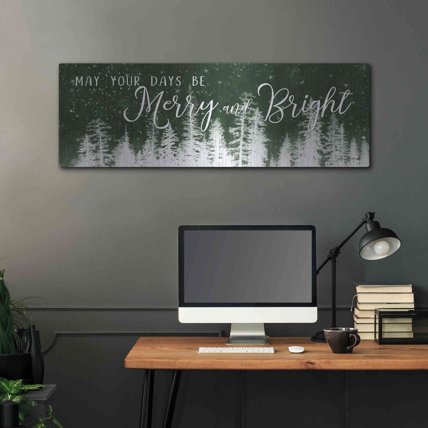 Luxe Metal Art 'Merry and Bright' by Lori Deiter, Metal Wall Art,48x16