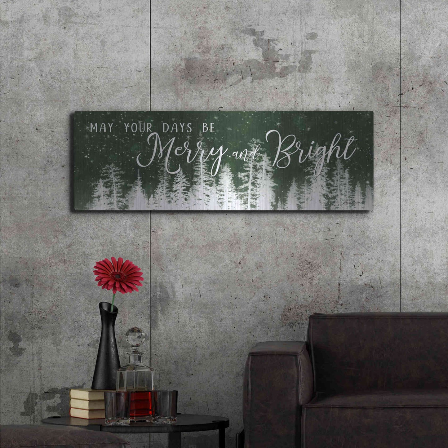 Luxe Metal Art 'Merry and Bright' by Lori Deiter, Metal Wall Art,48x16