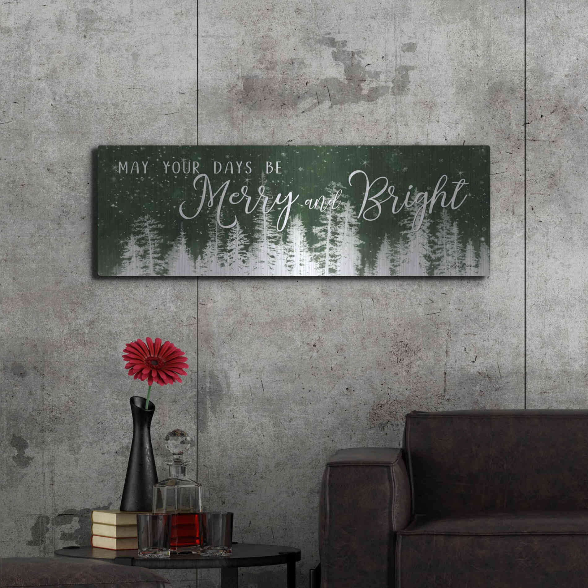 Luxe Metal Art 'Merry and Bright' by Lori Deiter, Metal Wall Art,48x16