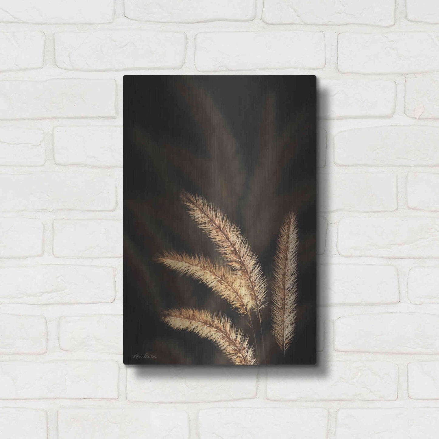 Luxe Metal Art 'Golden Grass I' by Lori Deiter, Metal Wall Art,12x16