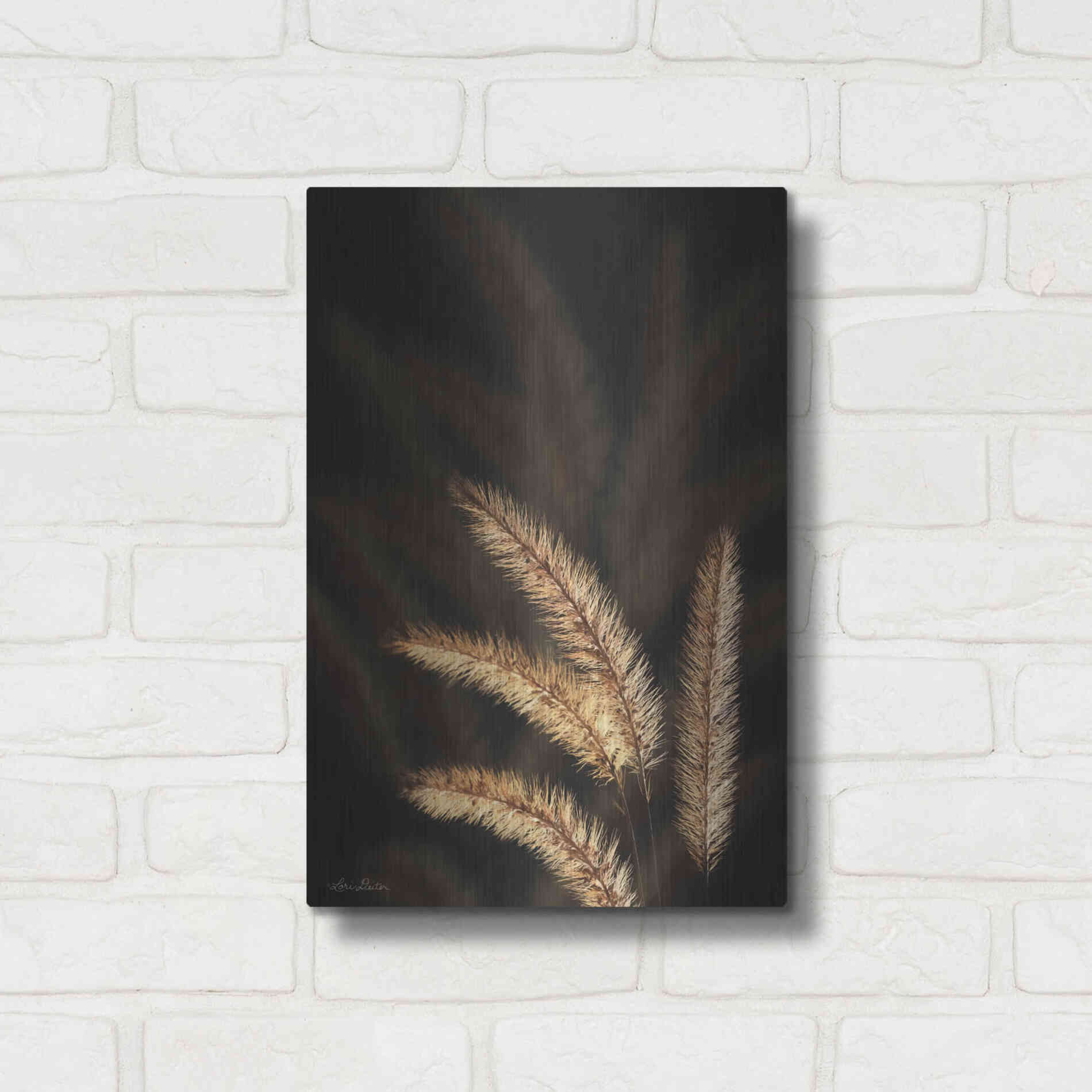 Luxe Metal Art 'Golden Grass I' by Lori Deiter, Metal Wall Art,12x16