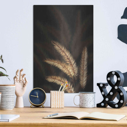 Luxe Metal Art 'Golden Grass I' by Lori Deiter, Metal Wall Art,12x16