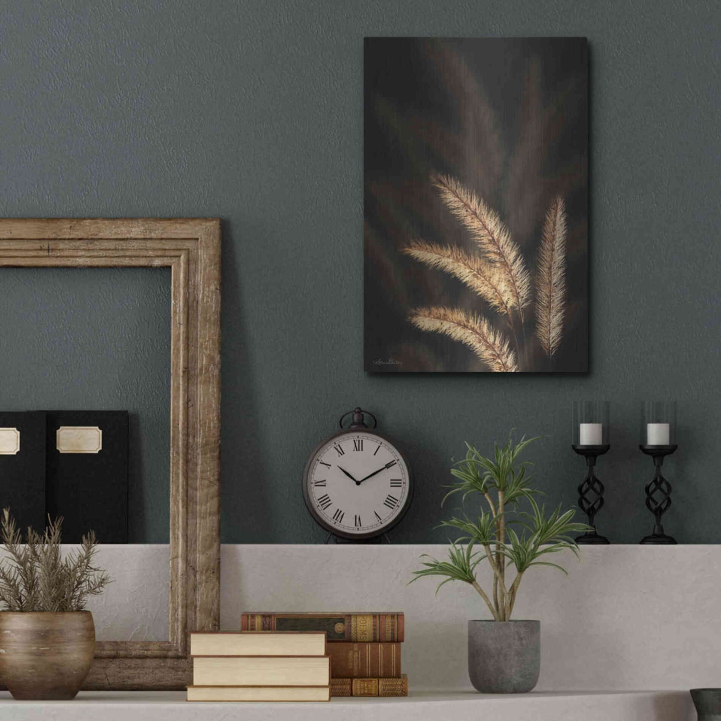 Luxe Metal Art 'Golden Grass I' by Lori Deiter, Metal Wall Art,12x16