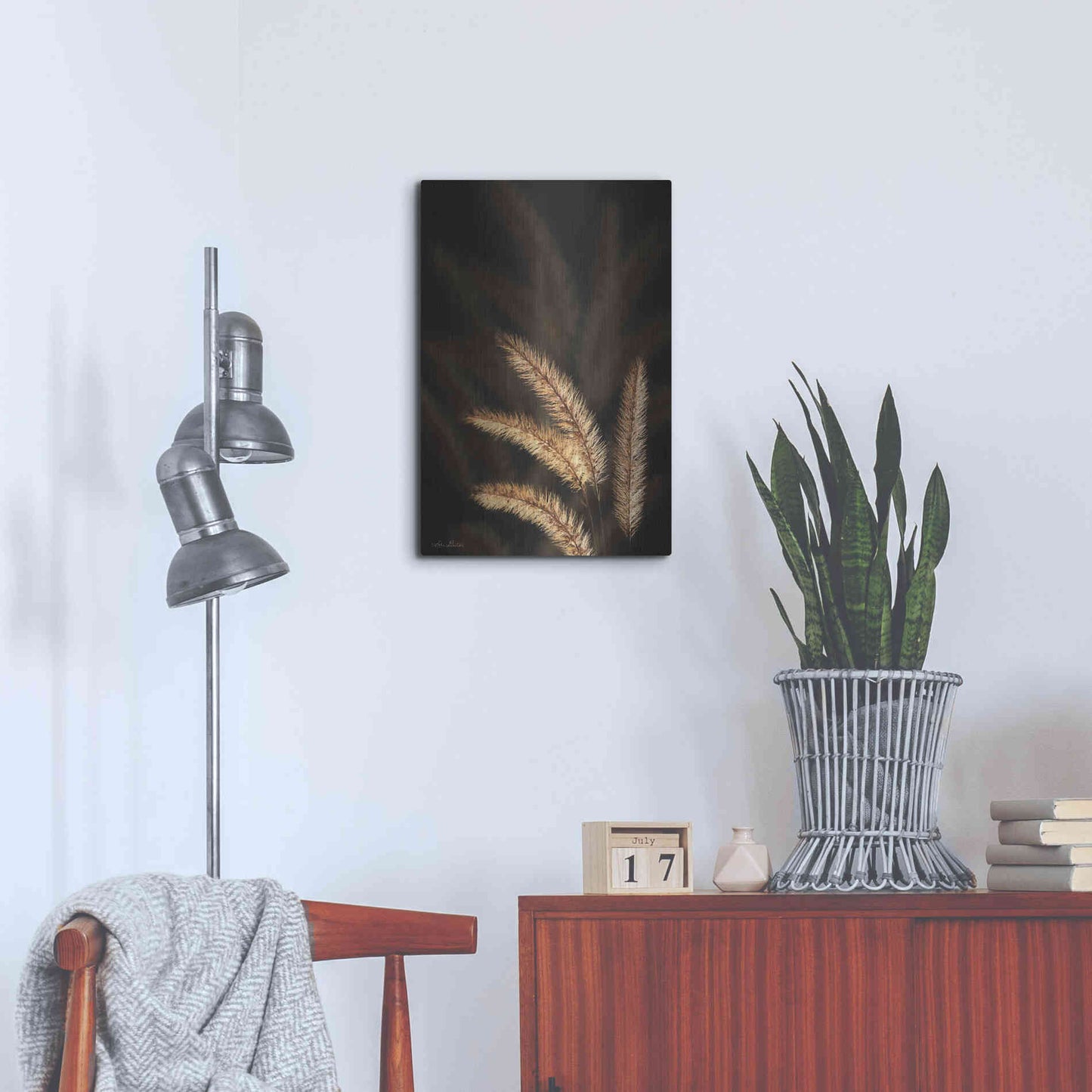 Luxe Metal Art 'Golden Grass I' by Lori Deiter, Metal Wall Art,16x24