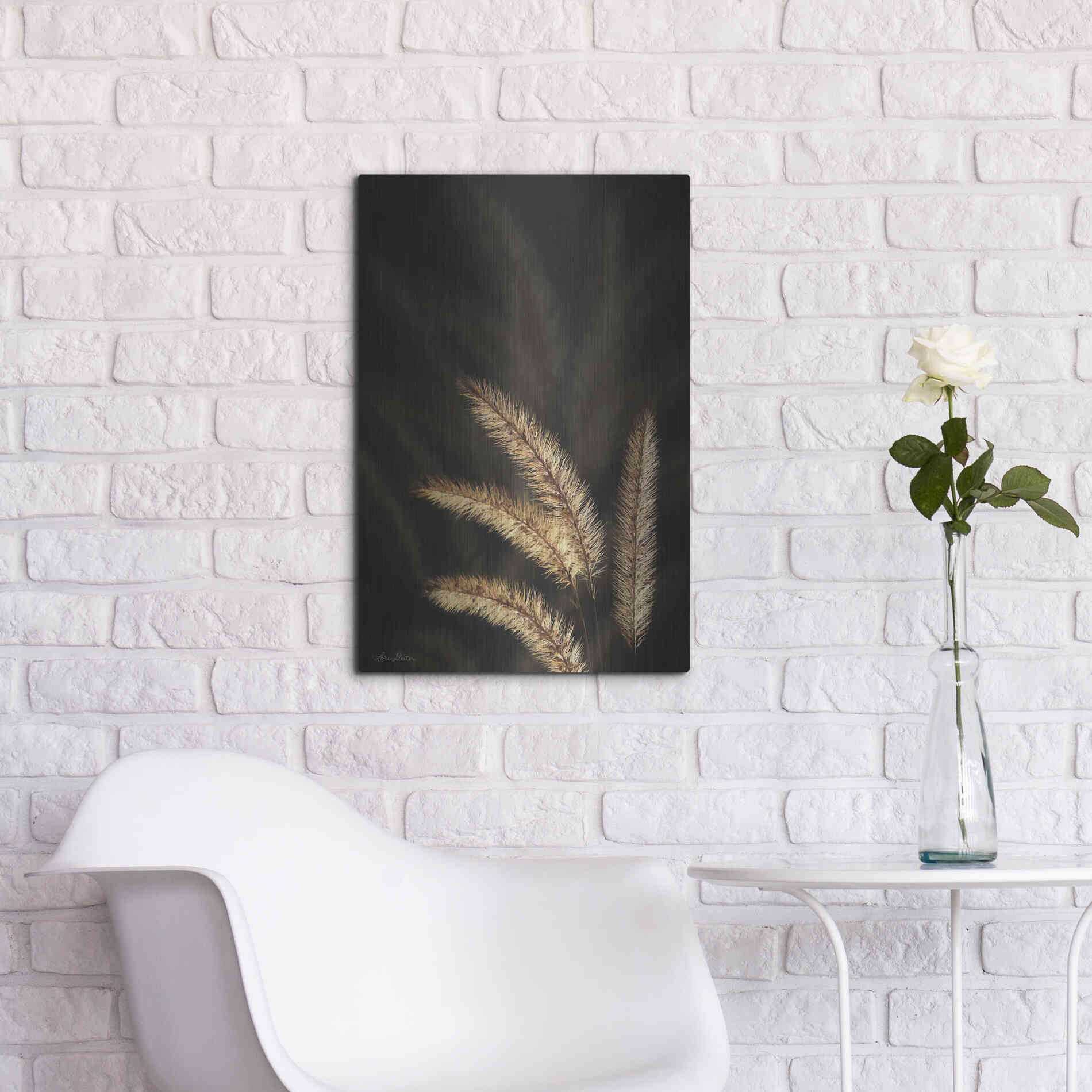 Luxe Metal Art 'Golden Grass I' by Lori Deiter, Metal Wall Art,16x24