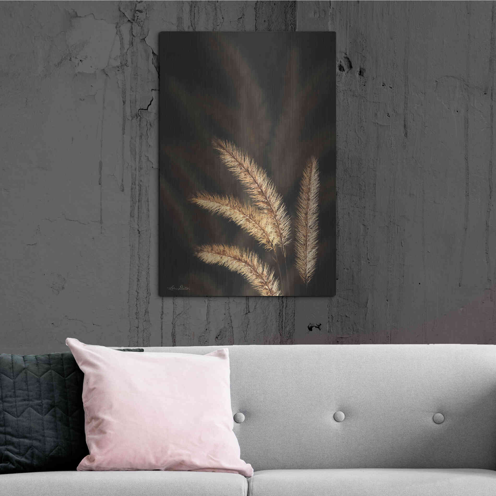 Luxe Metal Art 'Golden Grass I' by Lori Deiter, Metal Wall Art,24x36