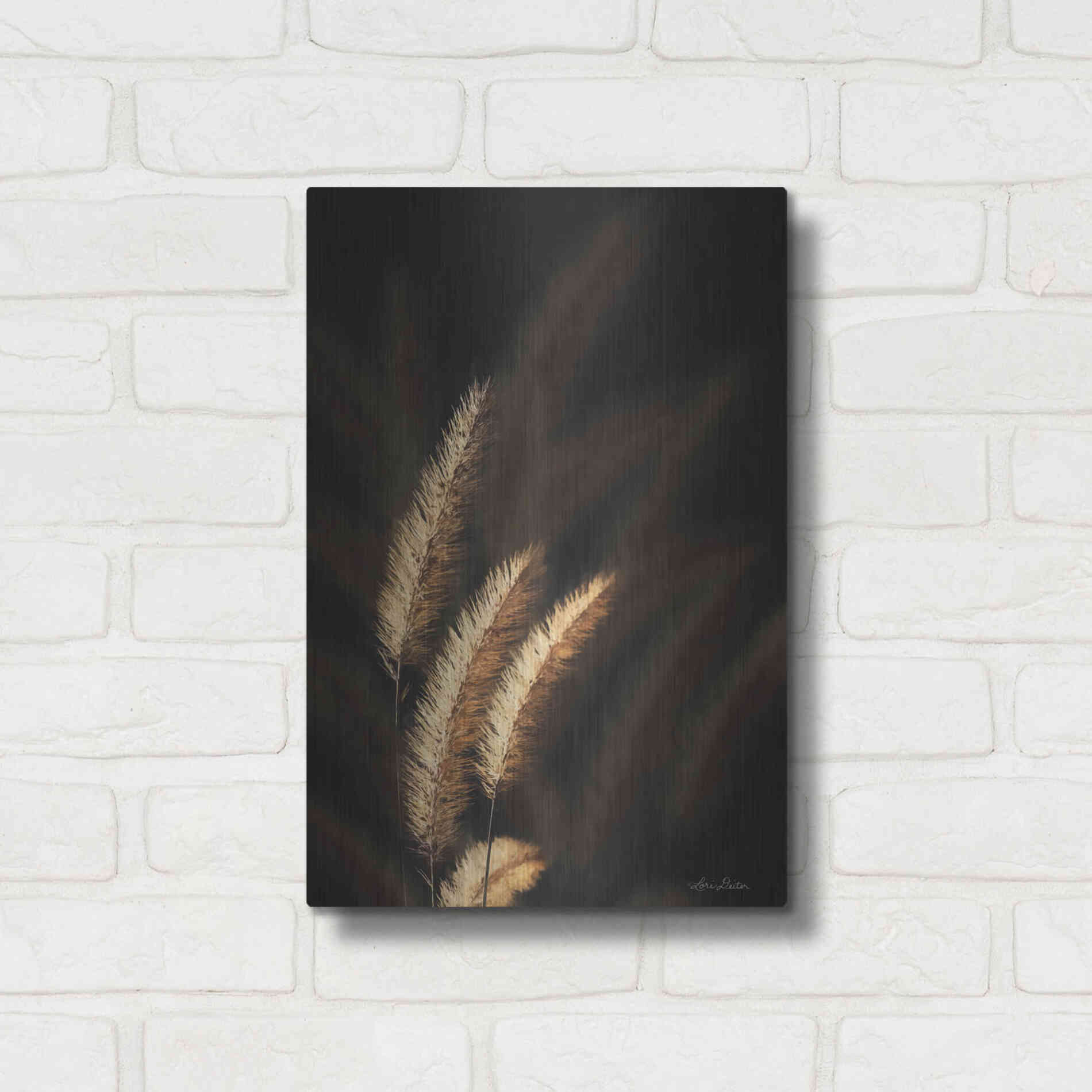Luxe Metal Art 'Golden Grass III' by Lori Deiter, Metal Wall Art,12x16