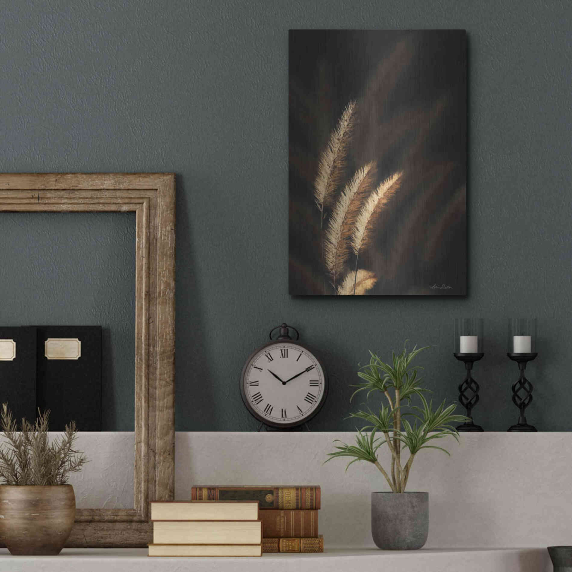 Luxe Metal Art 'Golden Grass III' by Lori Deiter, Metal Wall Art,12x16
