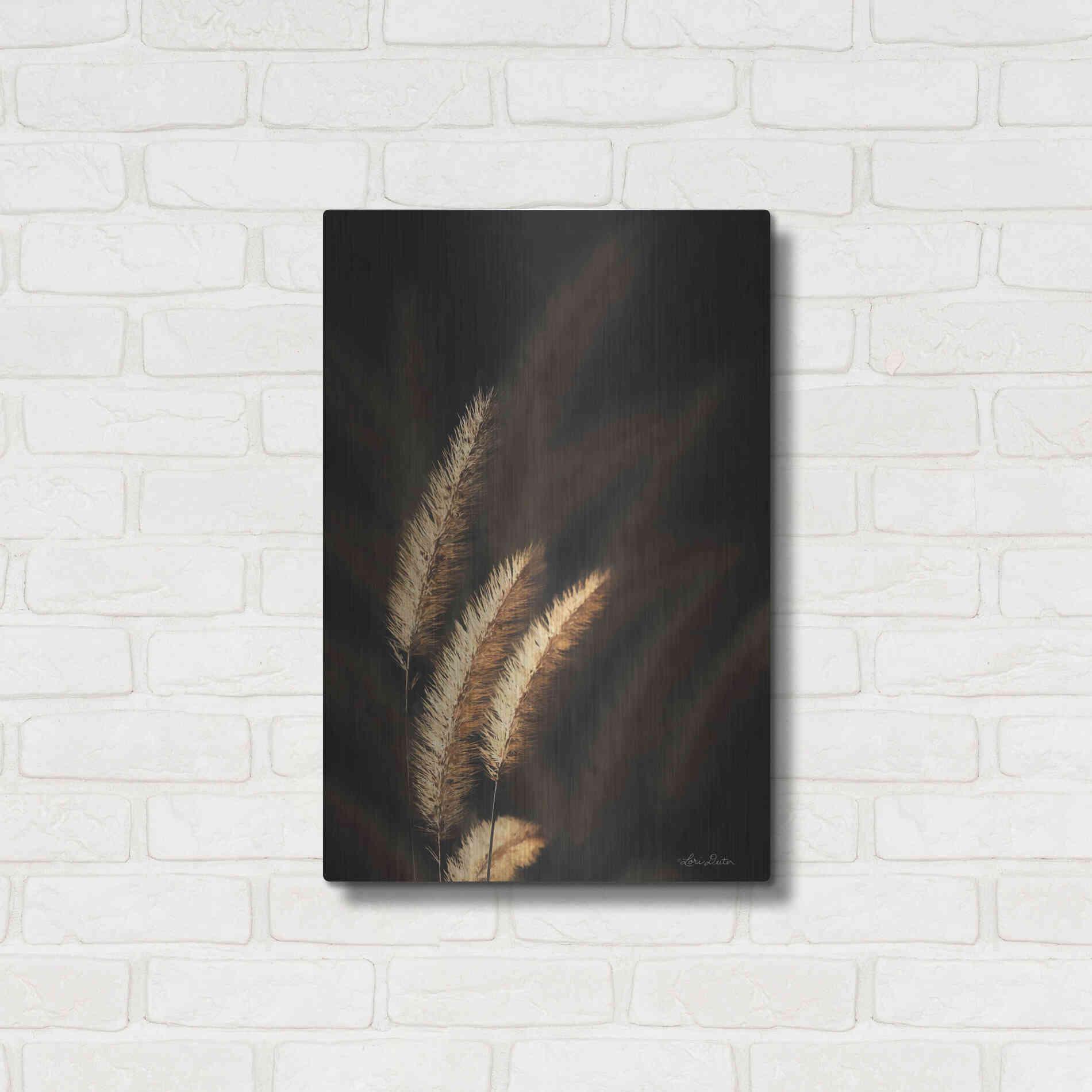 Luxe Metal Art 'Golden Grass III' by Lori Deiter, Metal Wall Art,16x24