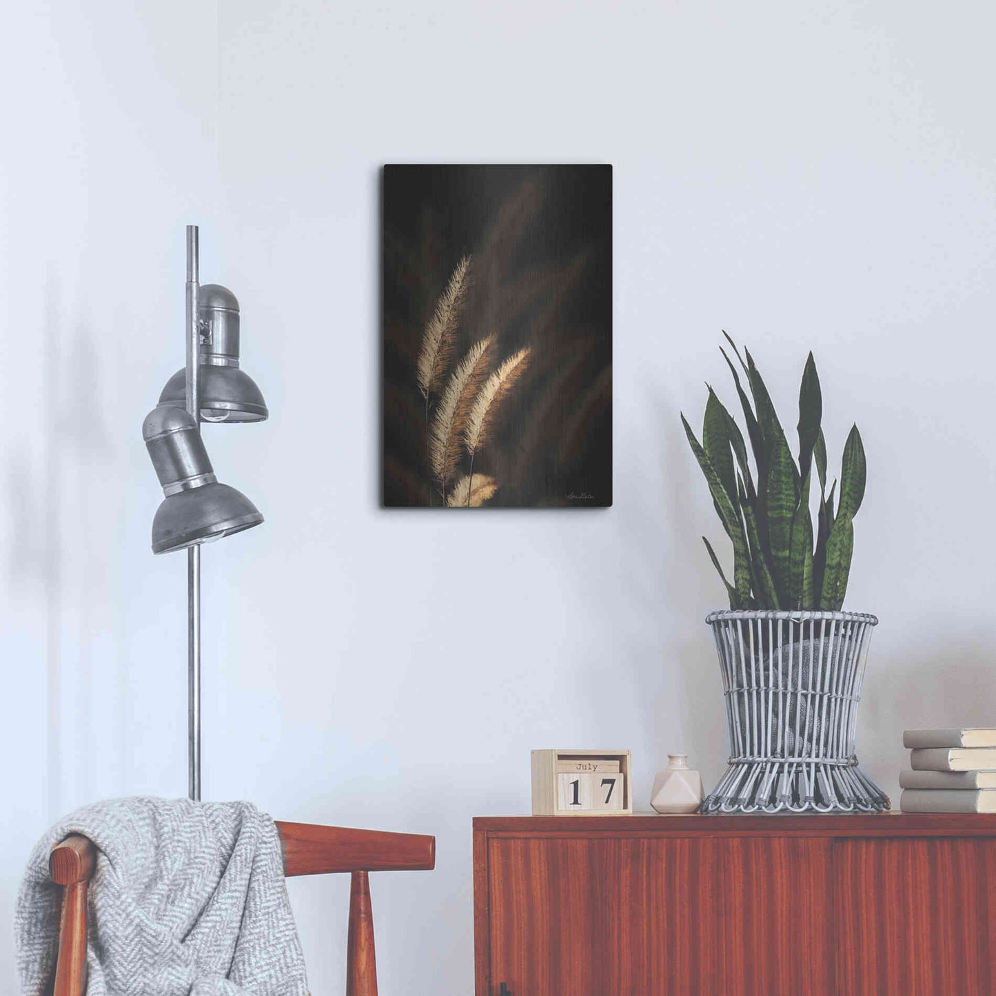 Luxe Metal Art 'Golden Grass III' by Lori Deiter, Metal Wall Art,16x24