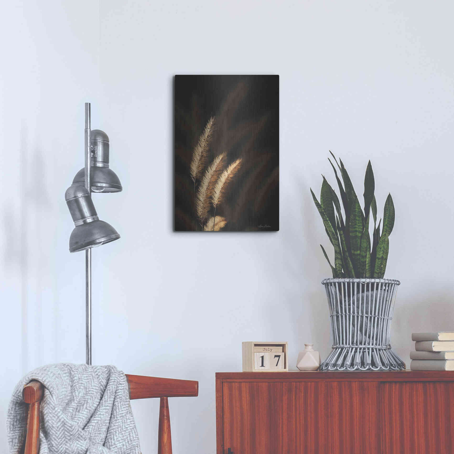 Luxe Metal Art 'Golden Grass III' by Lori Deiter, Metal Wall Art,16x24