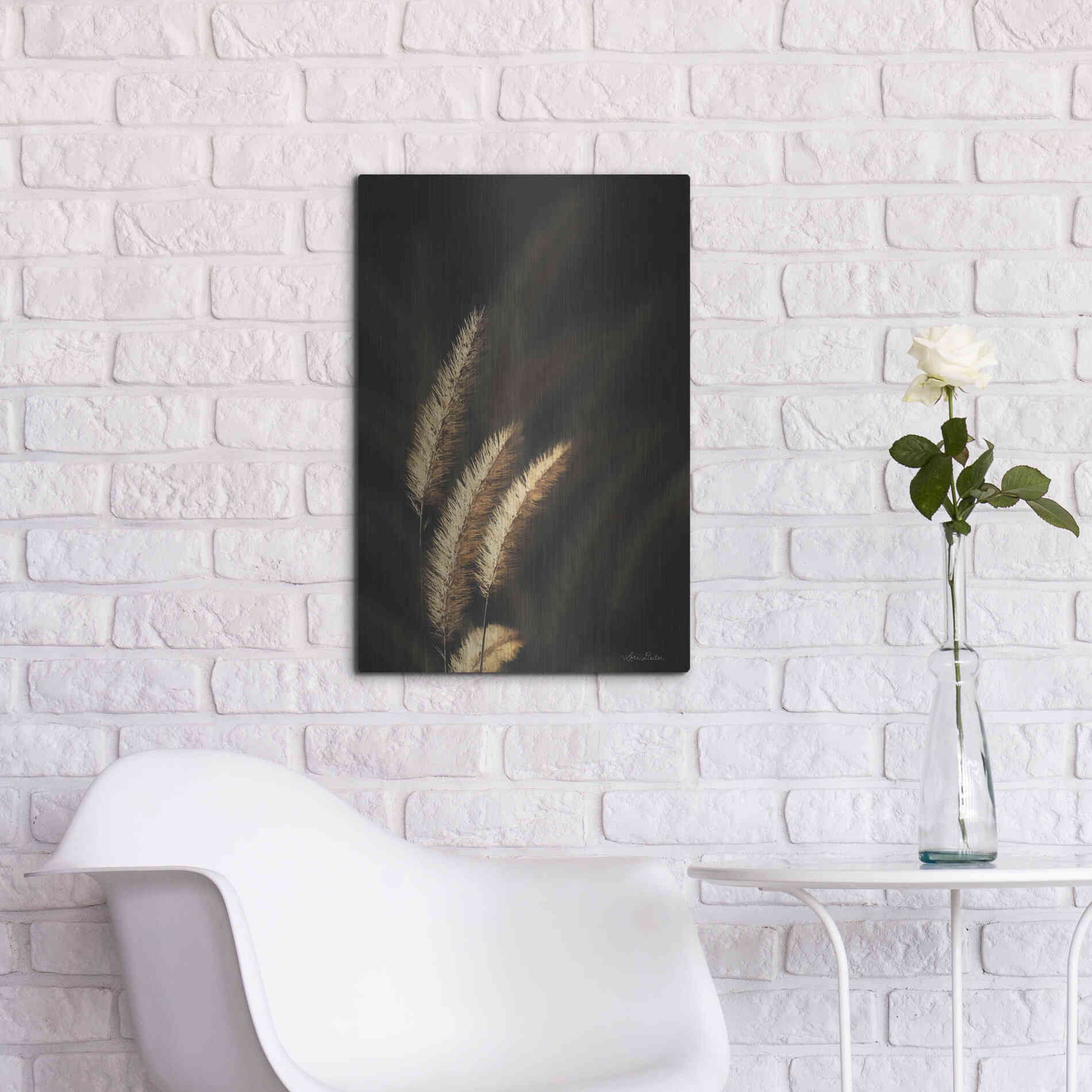 Luxe Metal Art 'Golden Grass III' by Lori Deiter, Metal Wall Art,16x24
