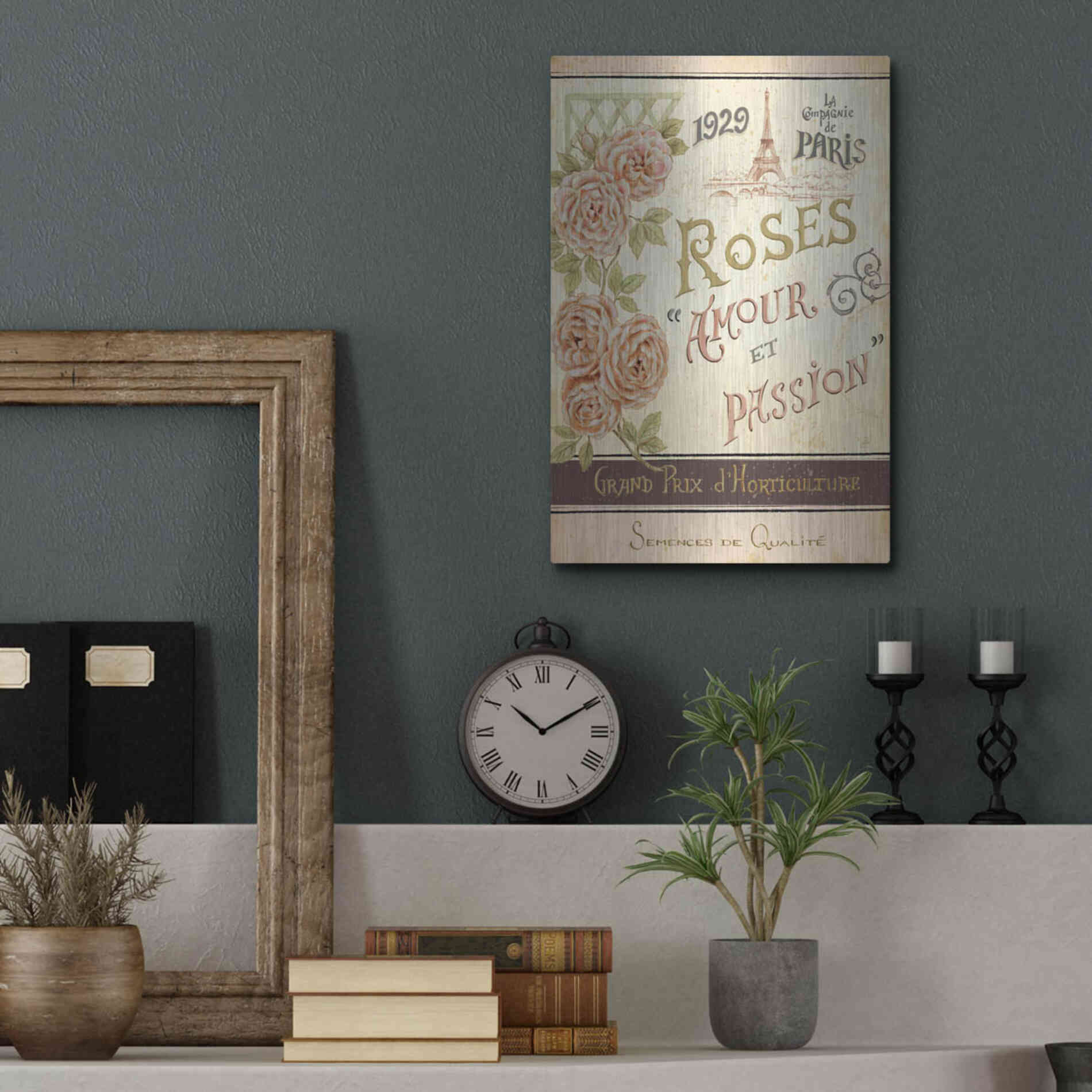 Luxe Metal Art 'French Seed Packet I' by Daphne Brissonet, Metal Wall Art,12x16