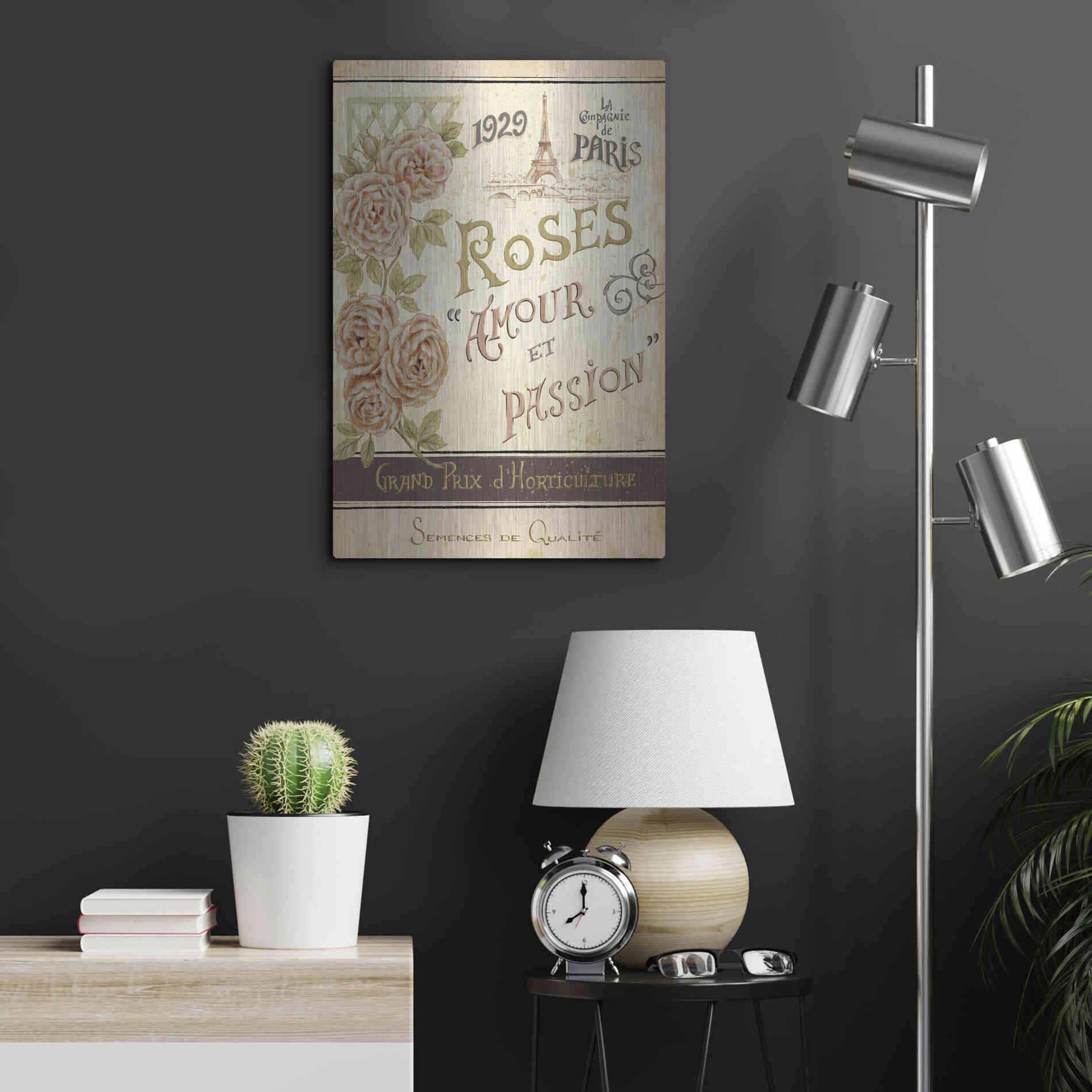 Luxe Metal Art 'French Seed Packet I' by Daphne Brissonet, Metal Wall Art,16x24