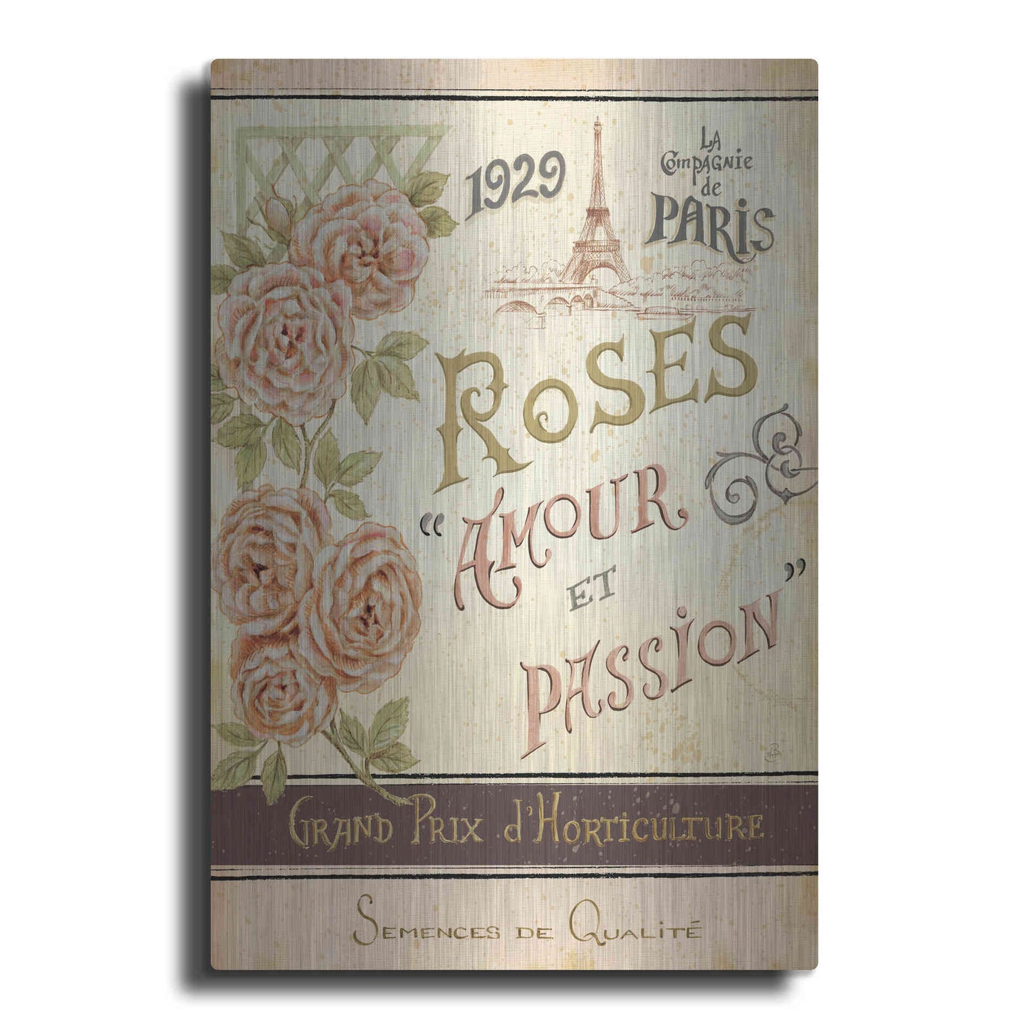 Luxe Metal Art 'French Seed Packet I' by Daphne Brissonet, Metal Wall Art