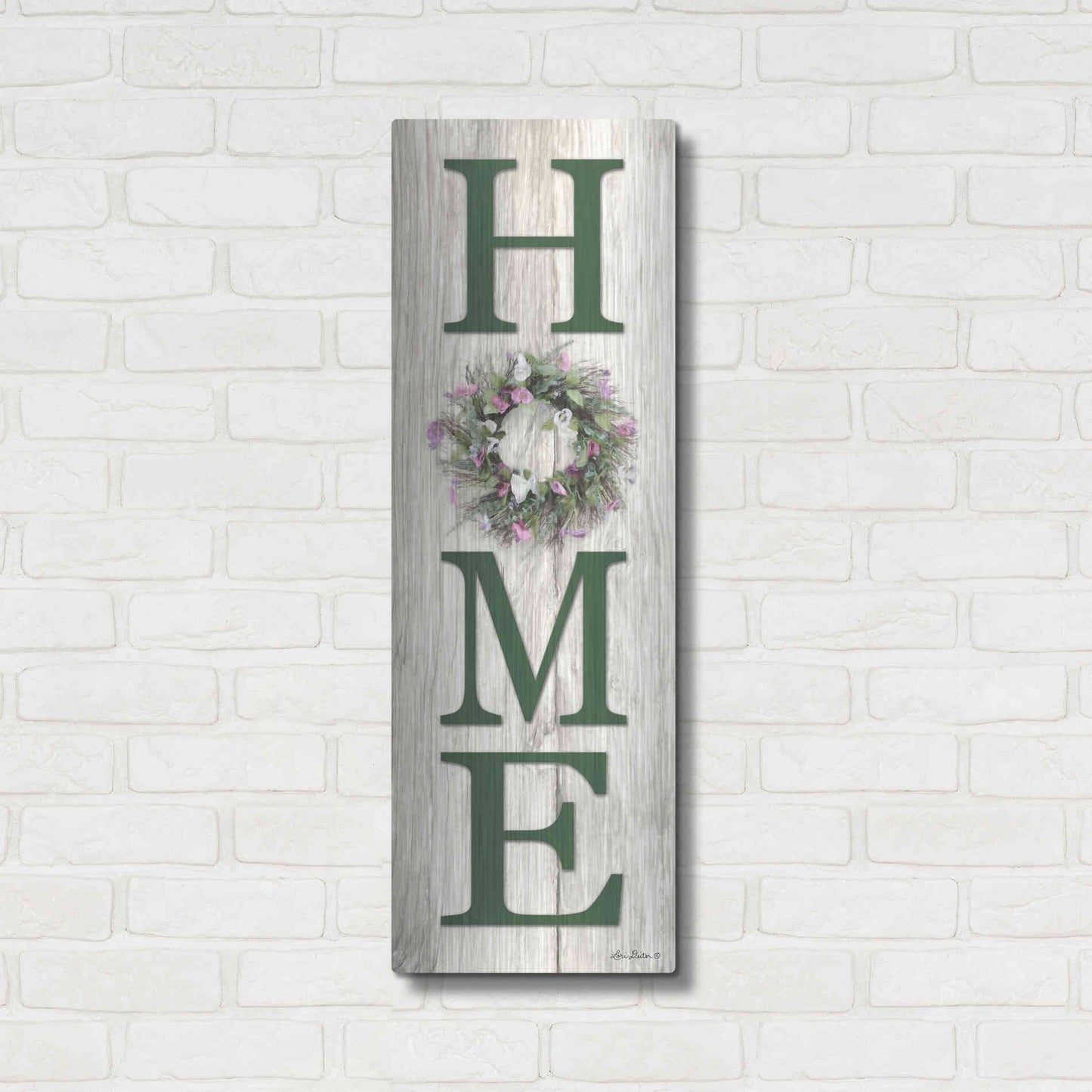 Luxe Metal Art 'Spring Home Wreath' by Lori Deiter, Metal Wall Art,12x36