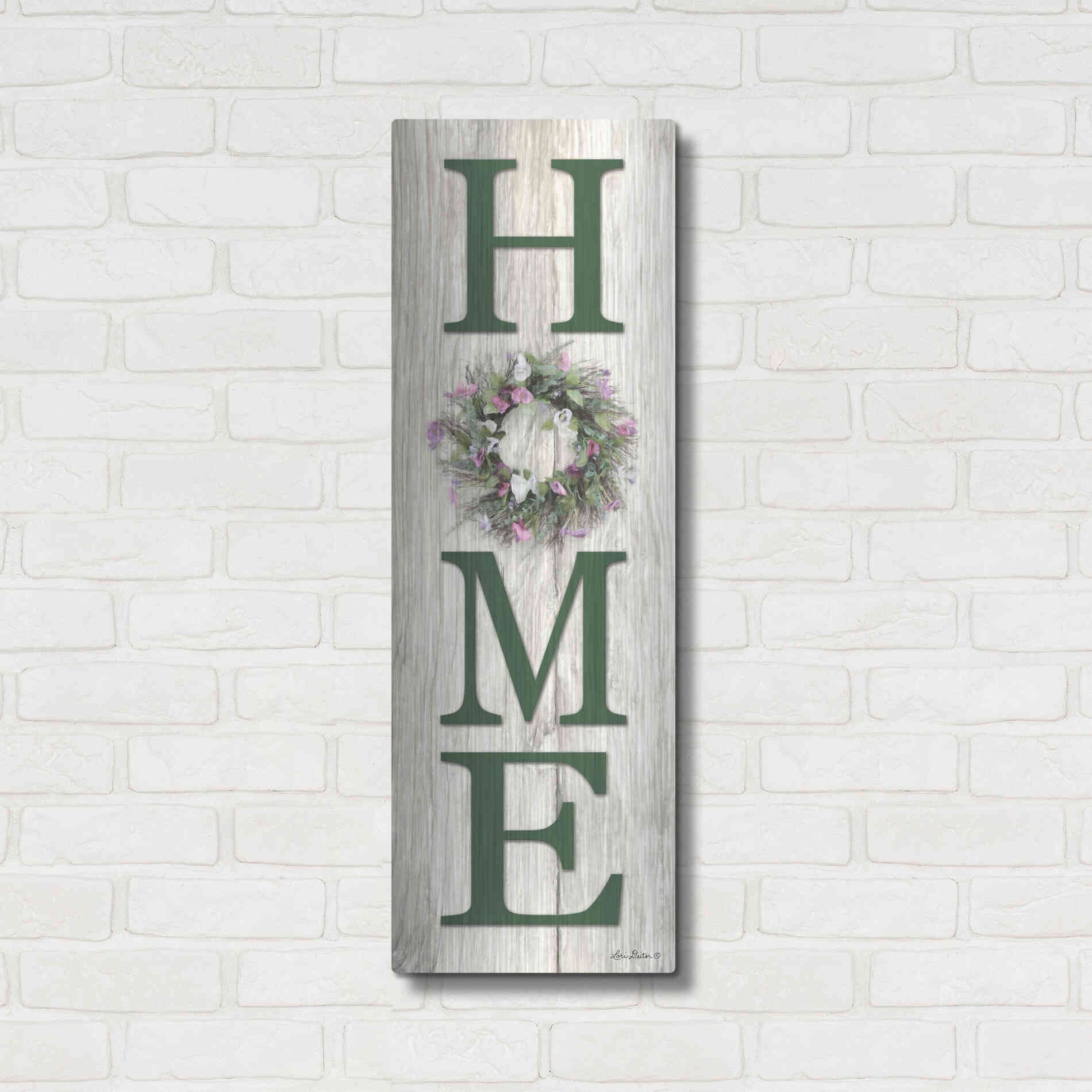 Luxe Metal Art 'Spring Home Wreath' by Lori Deiter, Metal Wall Art,12x36
