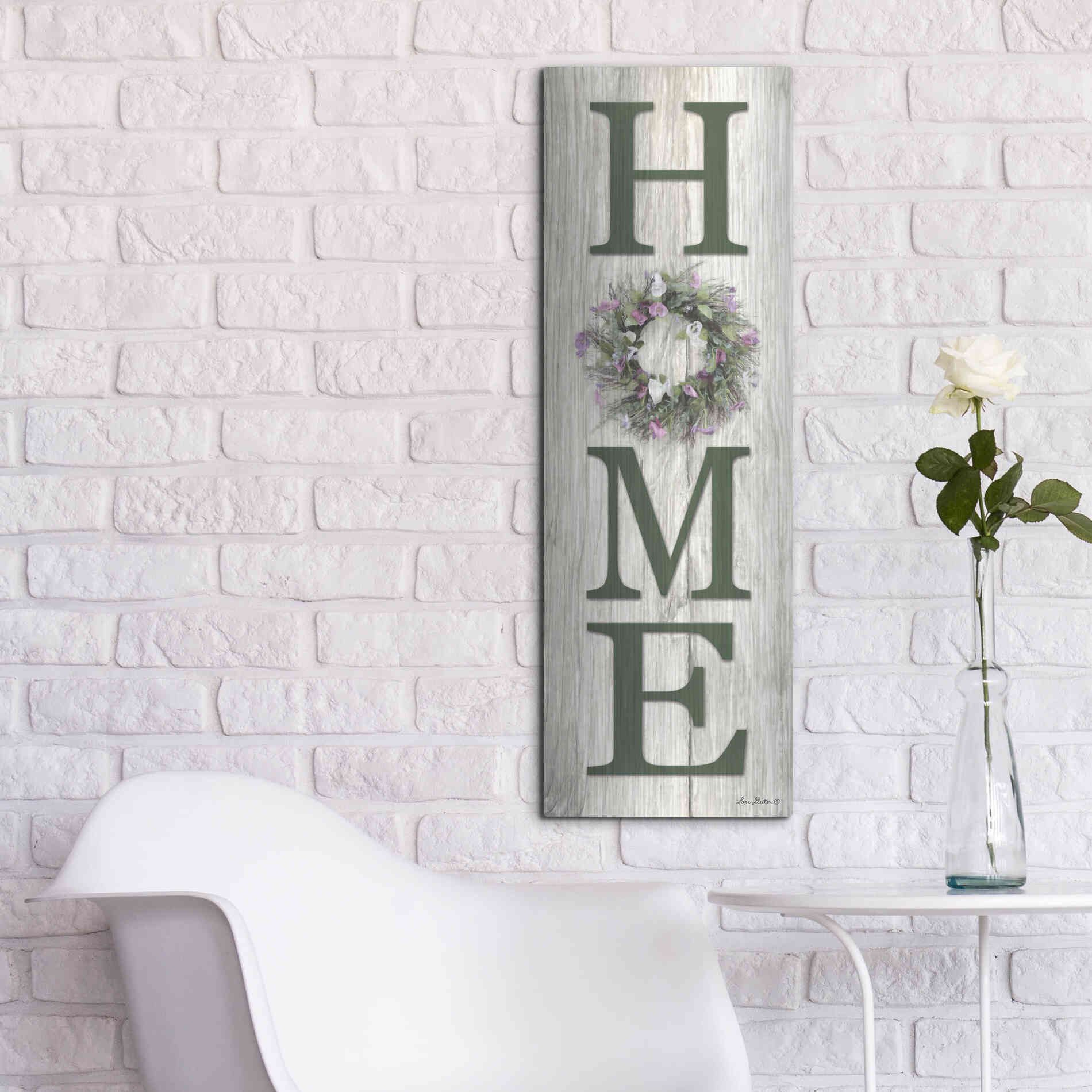 Luxe Metal Art 'Spring Home Wreath' by Lori Deiter, Metal Wall Art,12x36
