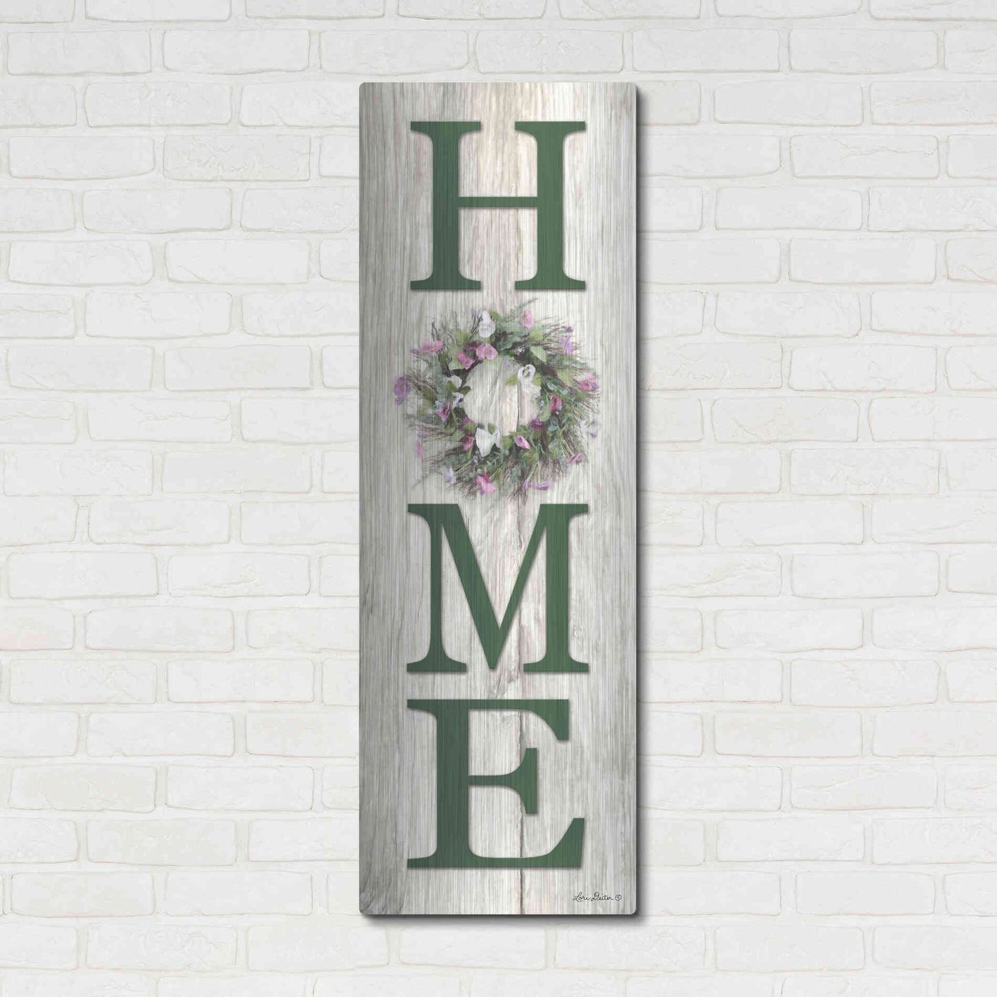 Luxe Metal Art 'Spring Home Wreath' by Lori Deiter, Metal Wall Art,16x48