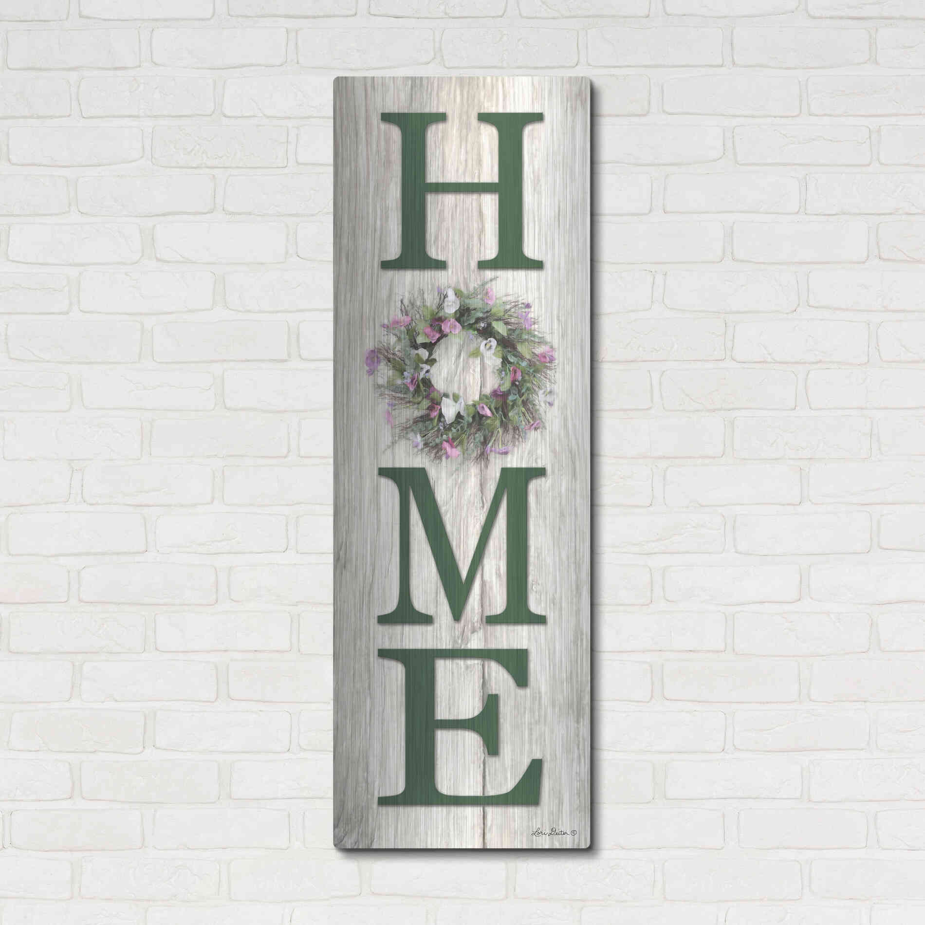 Luxe Metal Art 'Spring Home Wreath' by Lori Deiter, Metal Wall Art,16x48