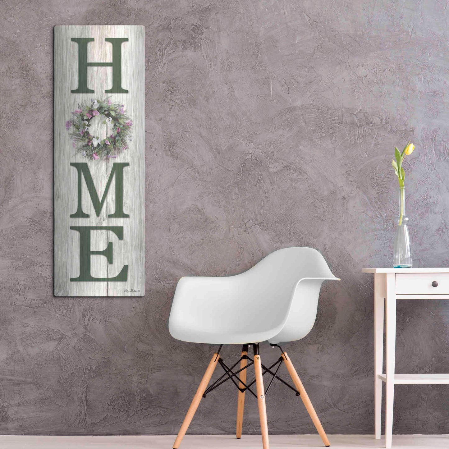 Luxe Metal Art 'Spring Home Wreath' by Lori Deiter, Metal Wall Art,16x48