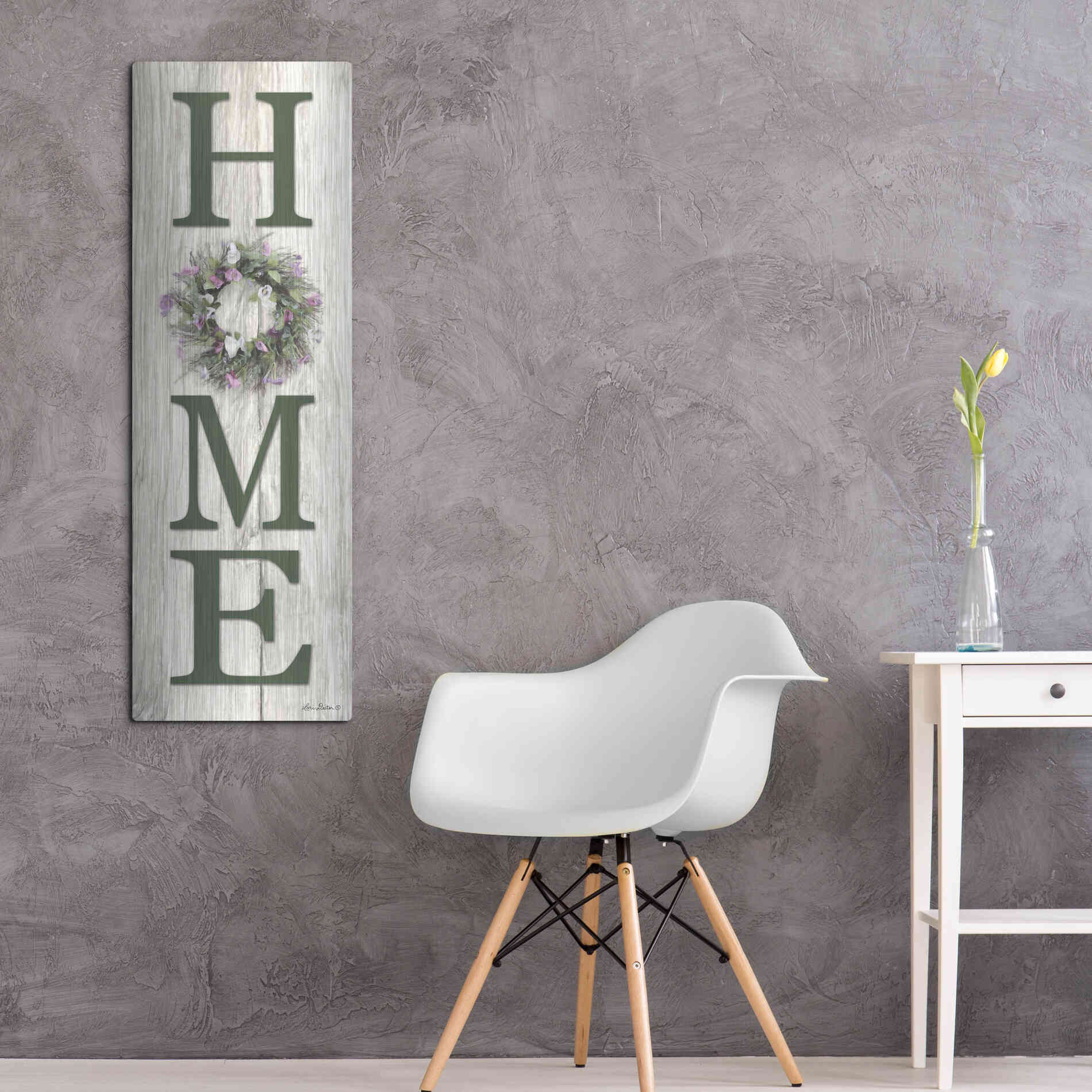 Luxe Metal Art 'Spring Home Wreath' by Lori Deiter, Metal Wall Art,16x48