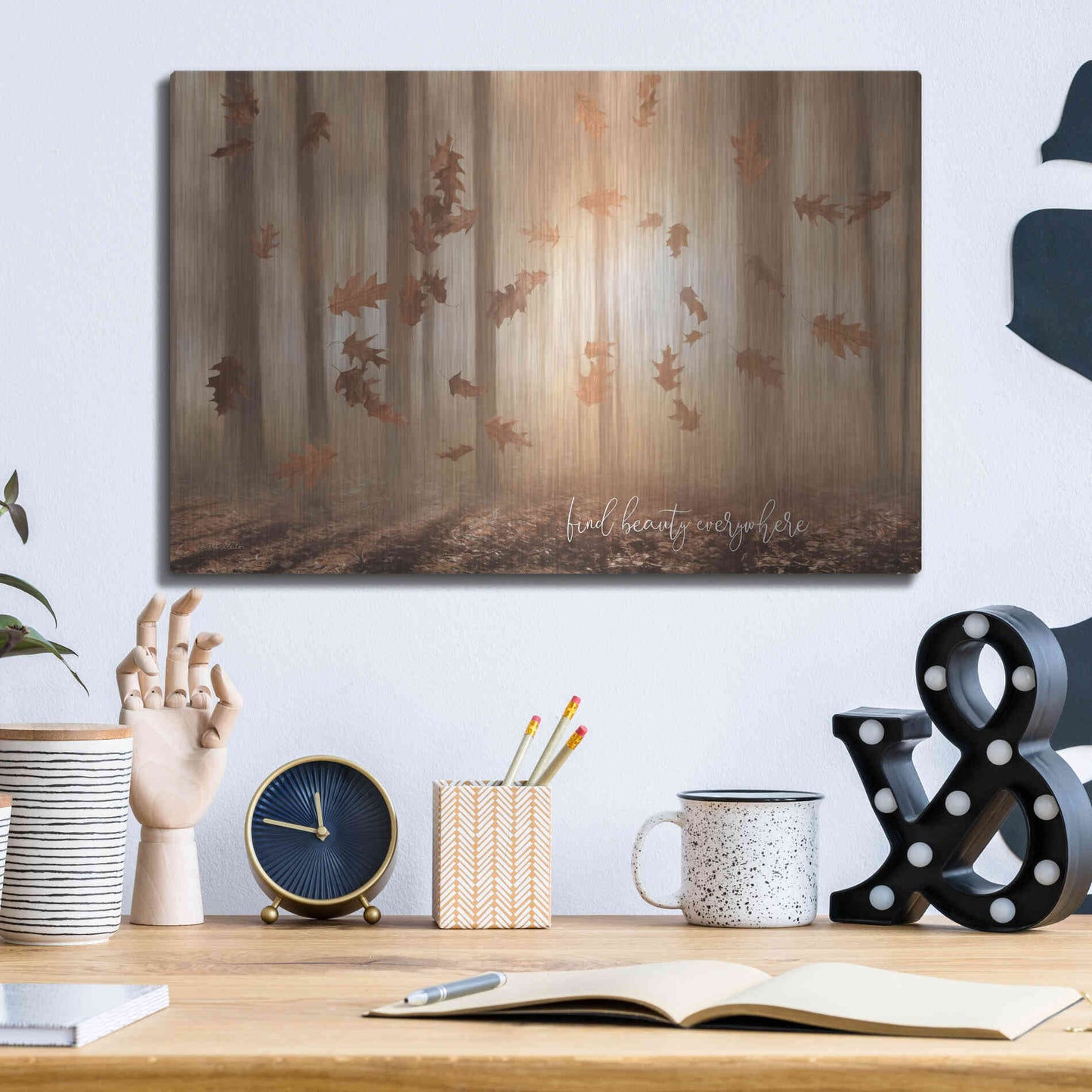 Luxe Metal Art 'Find Beauty Everywhere' by Lori Deiter, Metal Wall Art,16x12