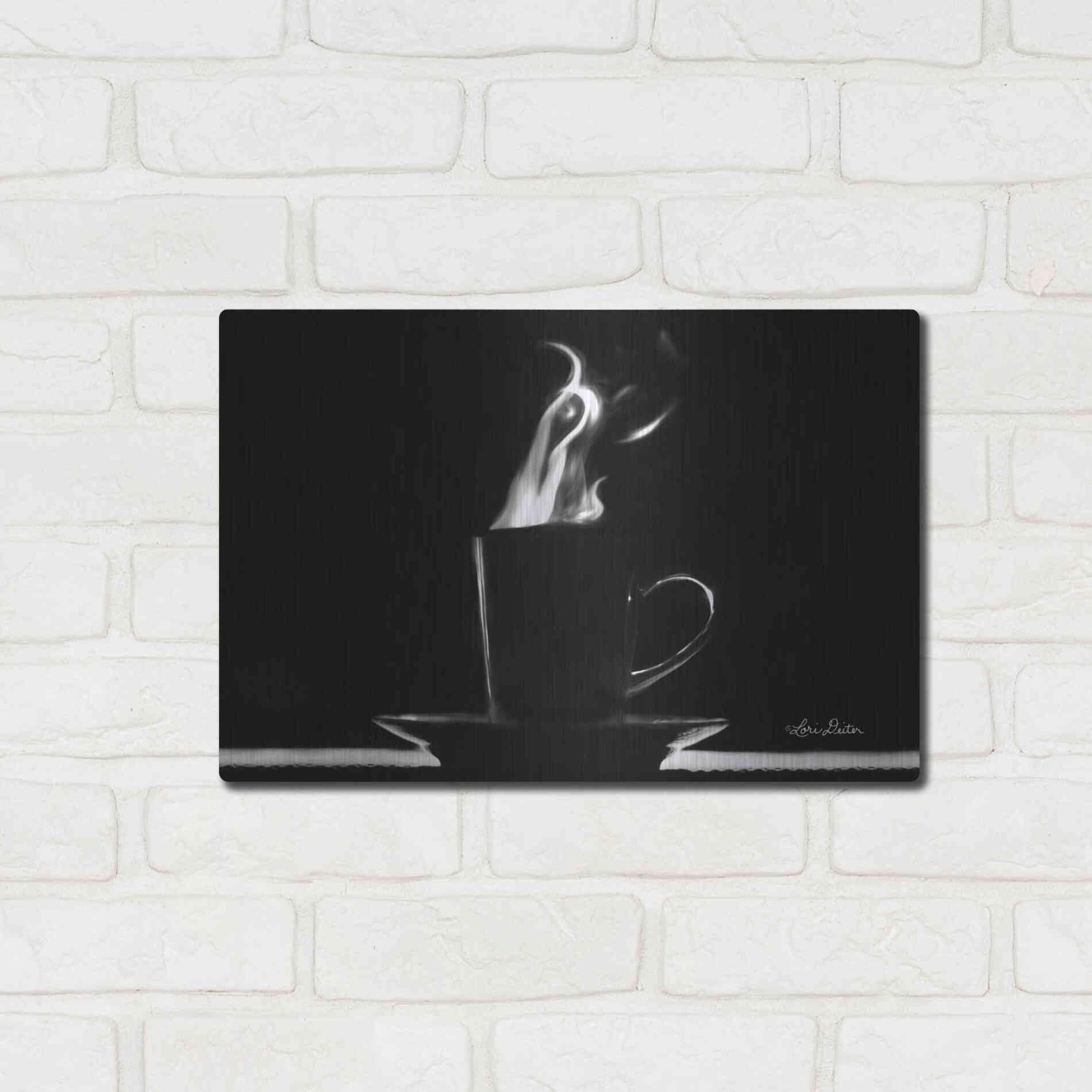Luxe Metal Art 'Coffee Time I' by Lori Deiter, Metal Wall Art,16x12