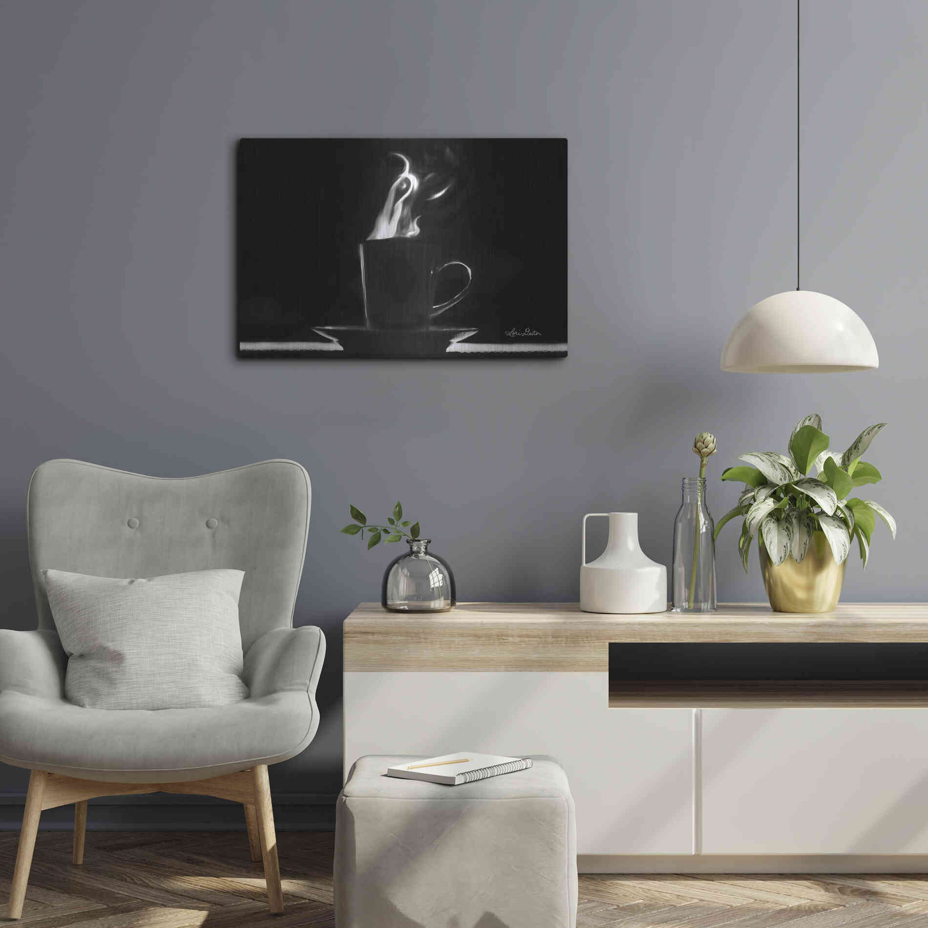 Luxe Metal Art 'Coffee Time I' by Lori Deiter, Metal Wall Art,24x16
