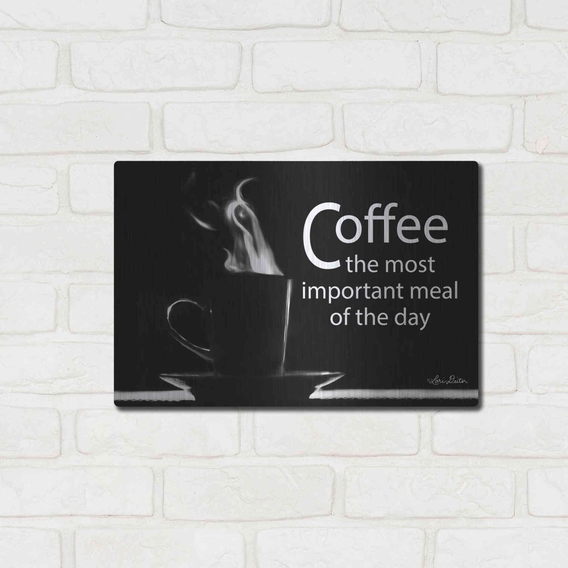 Luxe Metal Art 'Most Important Meal' by Lori Deiter, Metal Wall Art,16x12