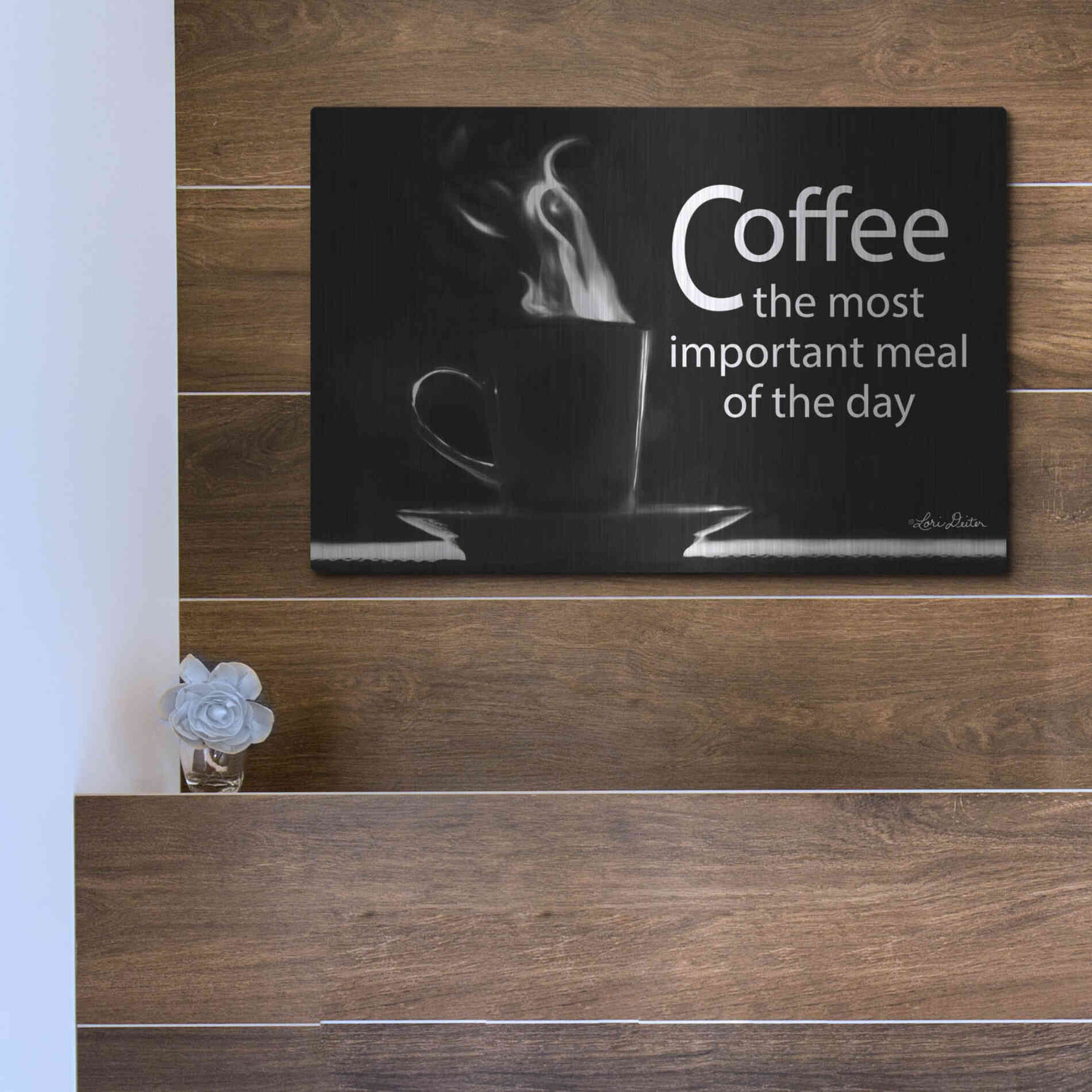 Luxe Metal Art 'Most Important Meal' by Lori Deiter, Metal Wall Art,16x12