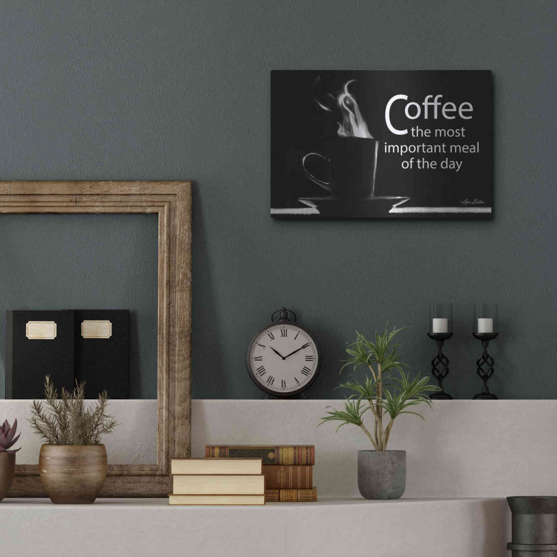 Luxe Metal Art 'Most Important Meal' by Lori Deiter, Metal Wall Art,16x12